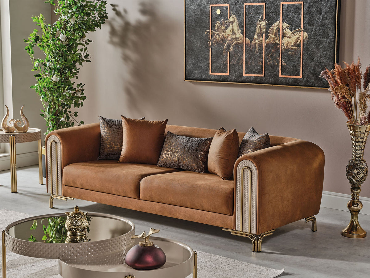 Paris Brown 3-pieces (Sofa & Loveseat & Chair) Living Room Set - Ornate Home