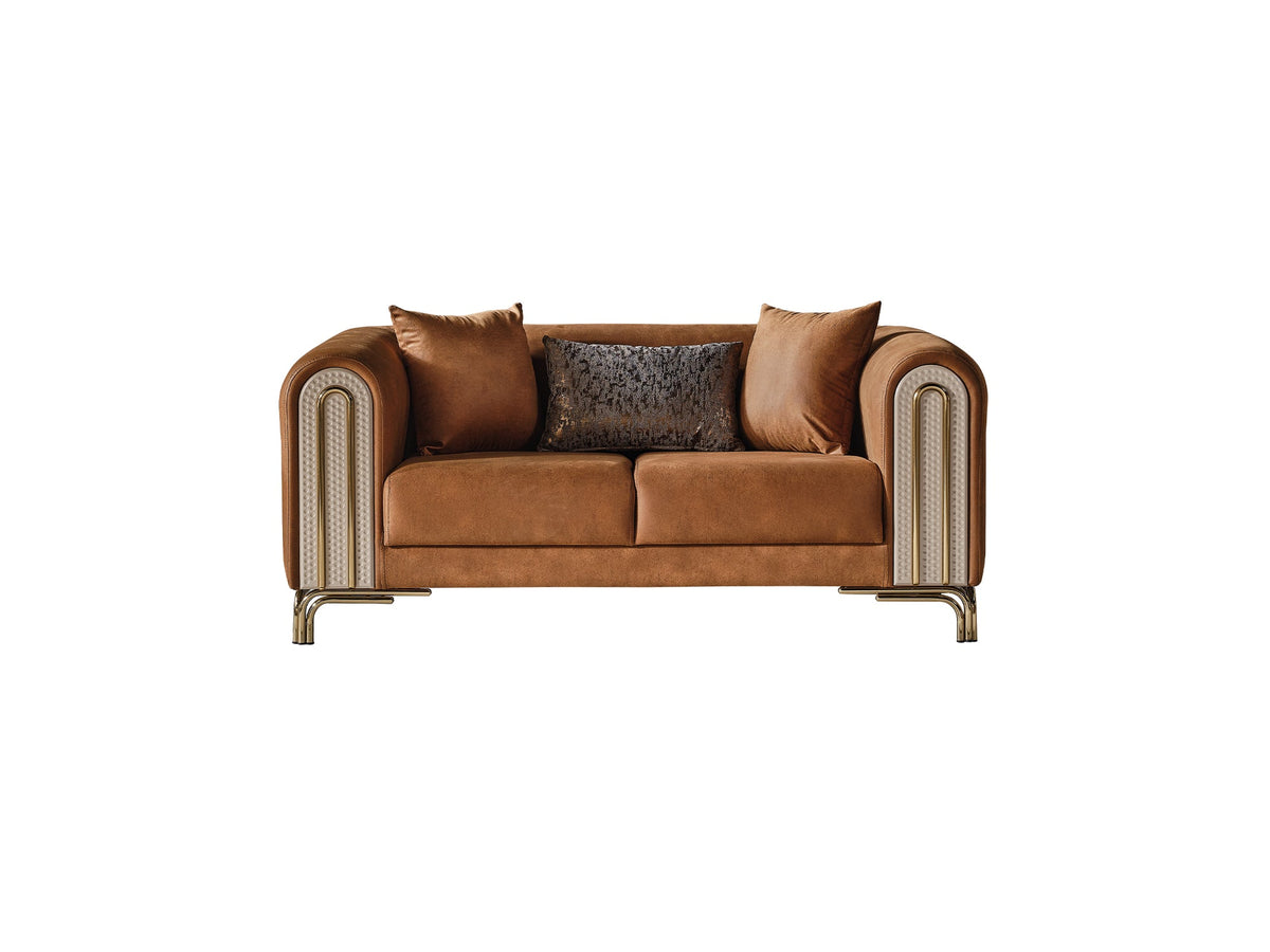 Paris Brown Stationary Loveseat - Ornate Home