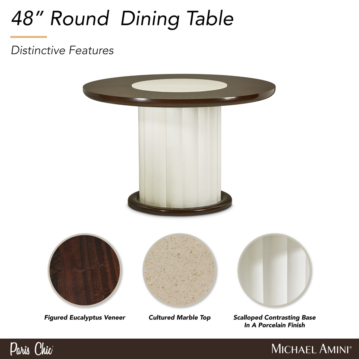 Paris Chic Espresso 48" Round Dining Table