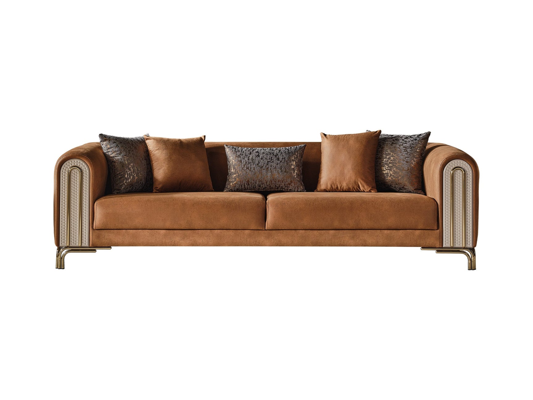 Paris Brown Stationary 4 Seat Sofa