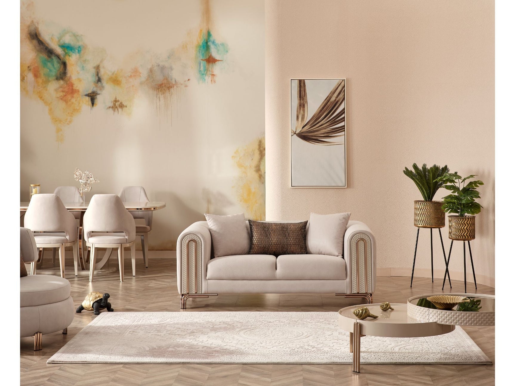 Paris Cream 3-pieces (Sofa & Loveseat & Chair) Living Room Set