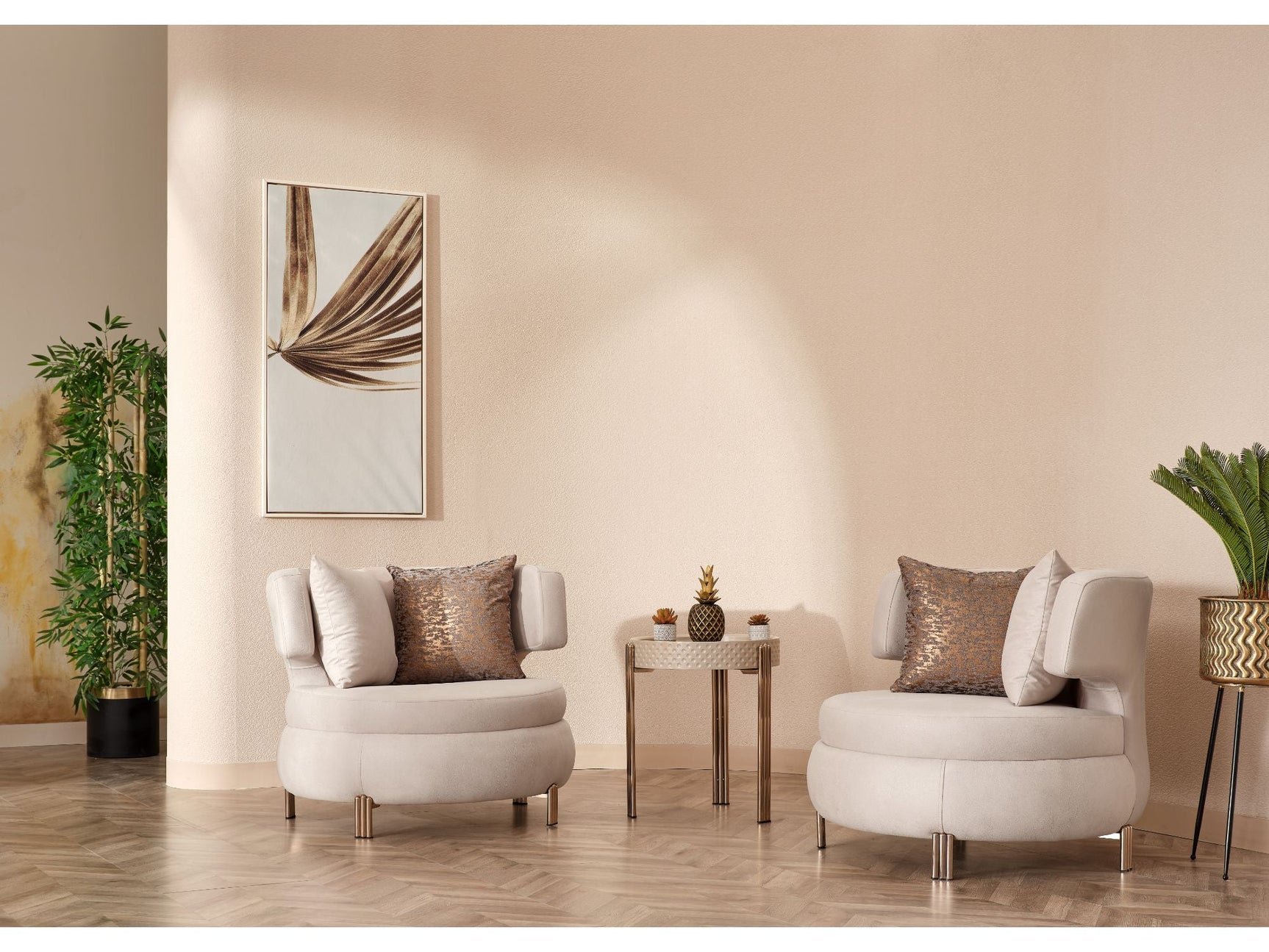 Paris Cream 3-pieces (Sofa & Loveseat & Chair) Living Room Set