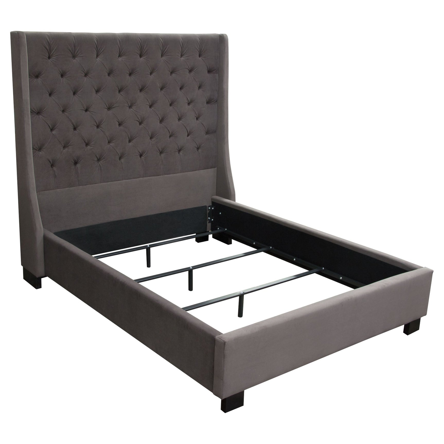 Park Avenue Smoke Grey Queen Tufted Bed - Ornate Home