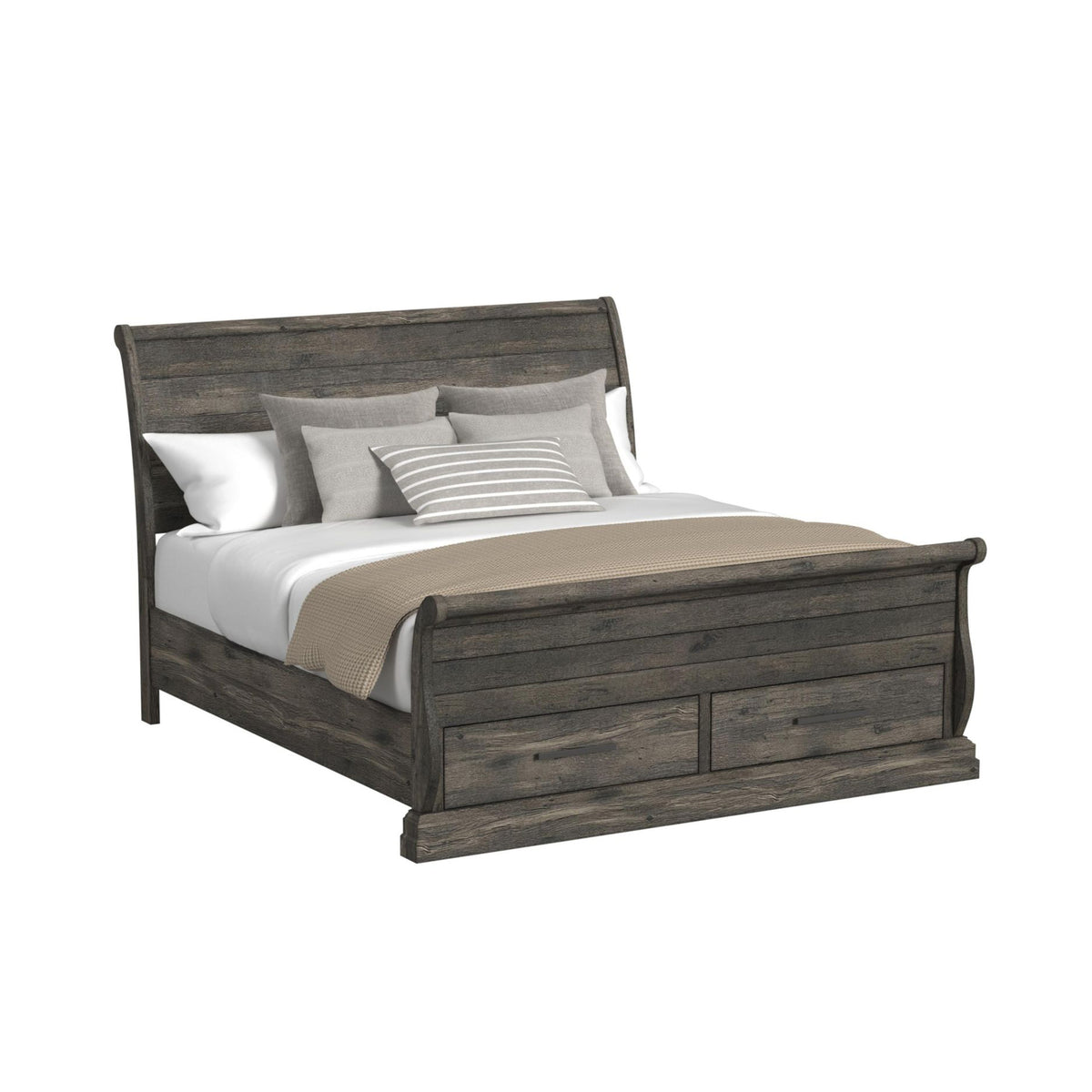 Park Ridge Charcoal 4-Piece King Sleigh Storage Bedroom Set with 2 Nightstands & Dresser - Ornate Home