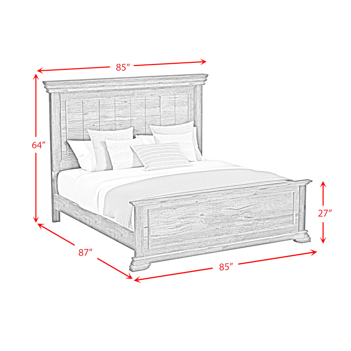 Park Ridge Charcoal 5-Piece King Panel Bedroom Set - Ornate Home