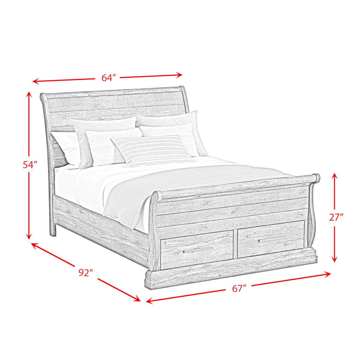 Park Ridge Charcoal 5-Piece Queen Sleigh Storage Bedroom Set - Ornate Home
