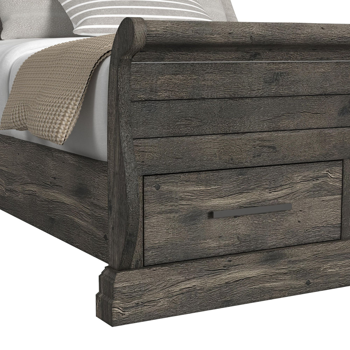Park Ridge Charcoal 5-Piece Queen Sleigh Storage Bedroom Set with 2 Nightstands, Dresser & Chest - Ornate Home