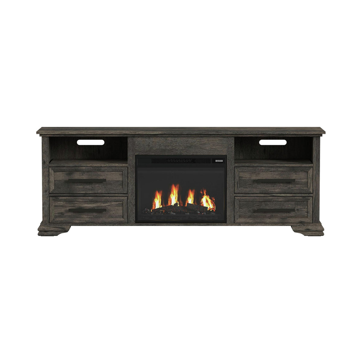 Park Ridge Charcoal 71'' TV Console with Fireplace Insert - Ornate Home