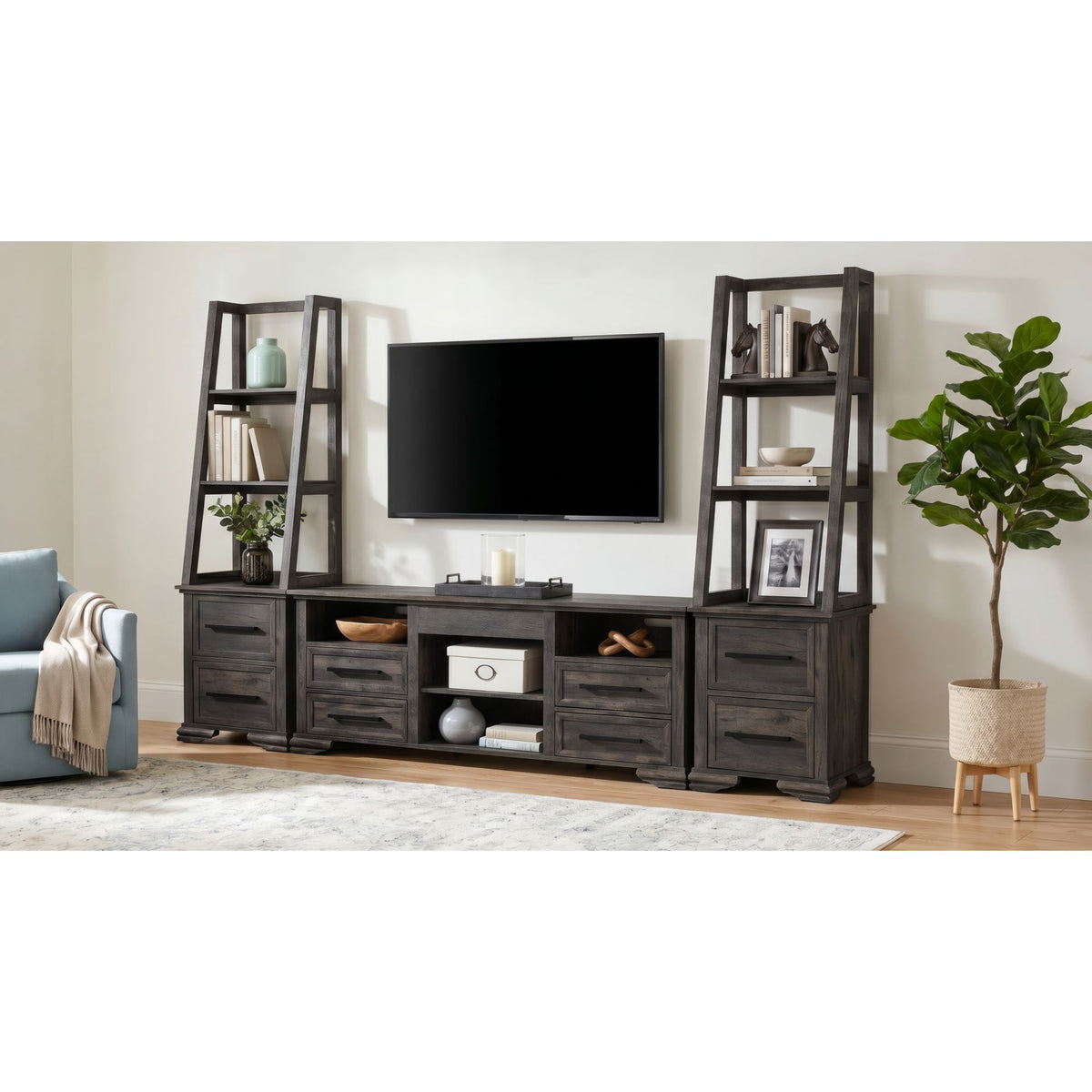 Park Ridge Charcoal 71'' TV Console without Fireplace Insert - Ornate Home
