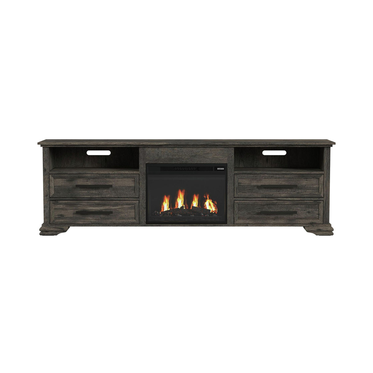 Park Ridge Charcoal 82'' TV Console with Fireplace Insert - Ornate Home