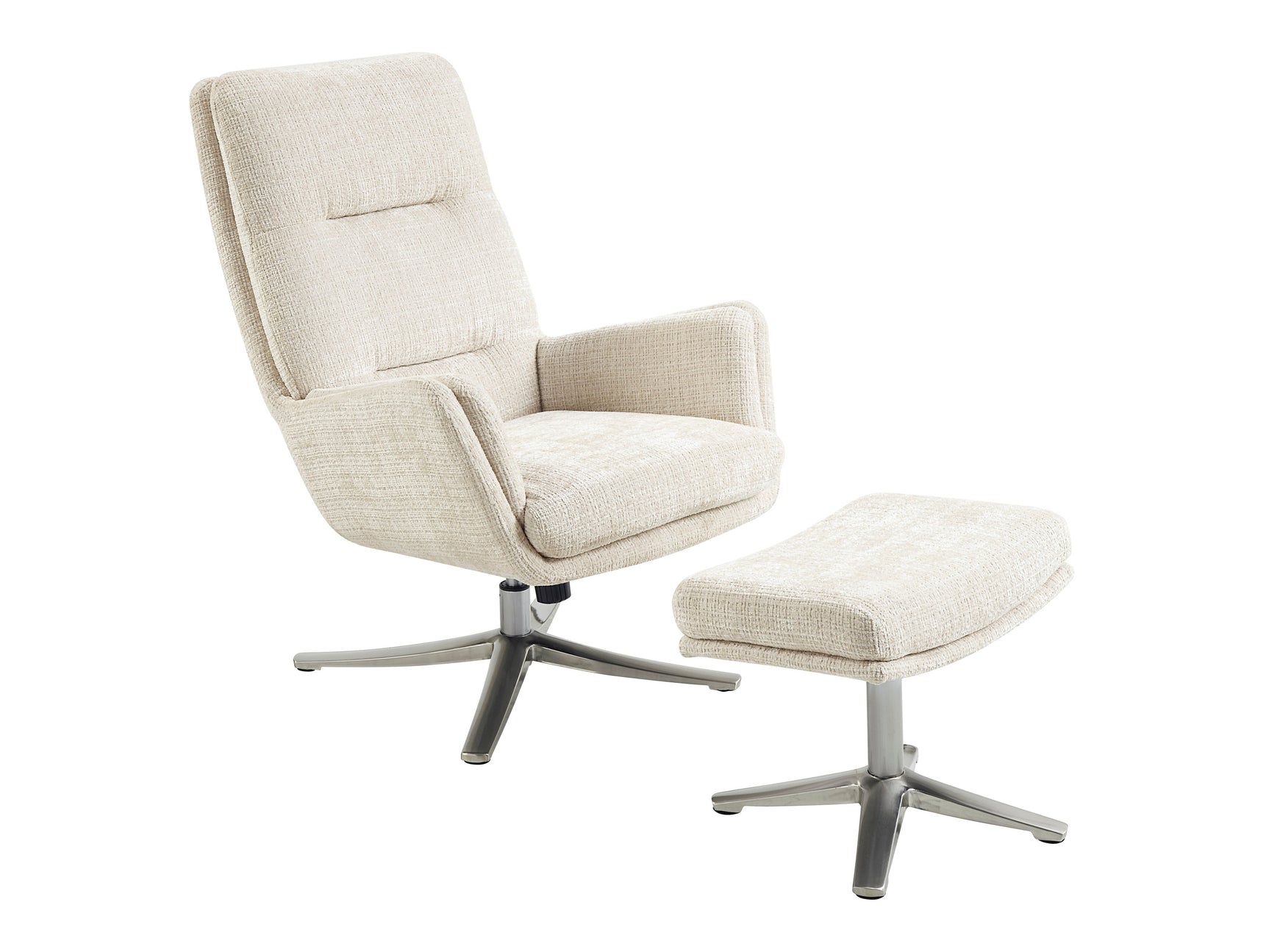 Parker Beige Swivel Chair w/ Ottoman - Ornate Home