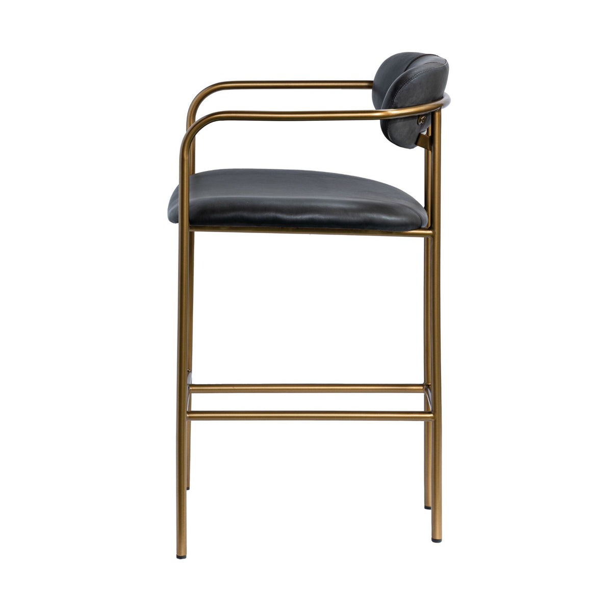 Parker Black/Gold Leather Seat Metal Counter Stool - Ornate Home