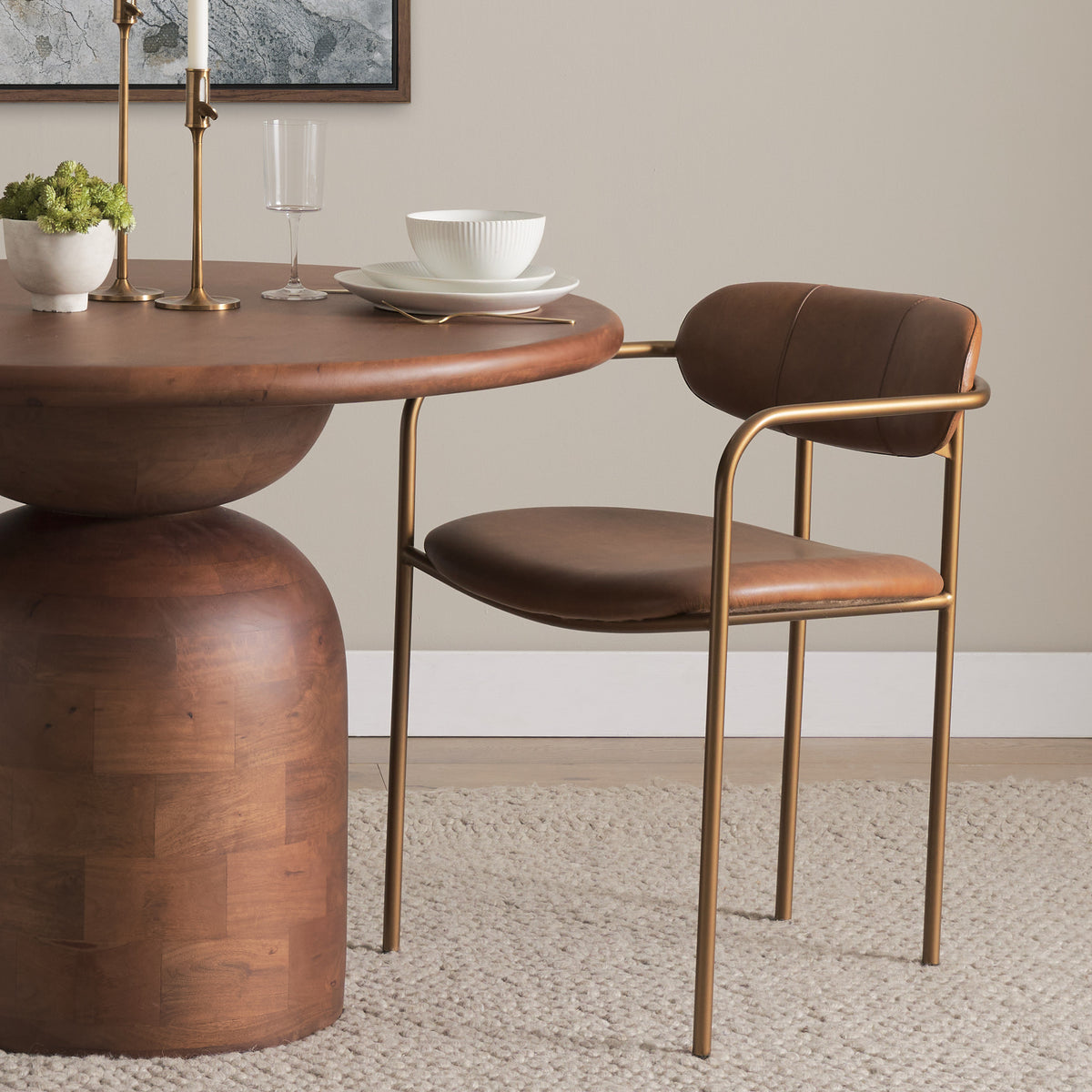 Parker Brown/Gold Curved Back Dining Arm Chair (Set of 2)