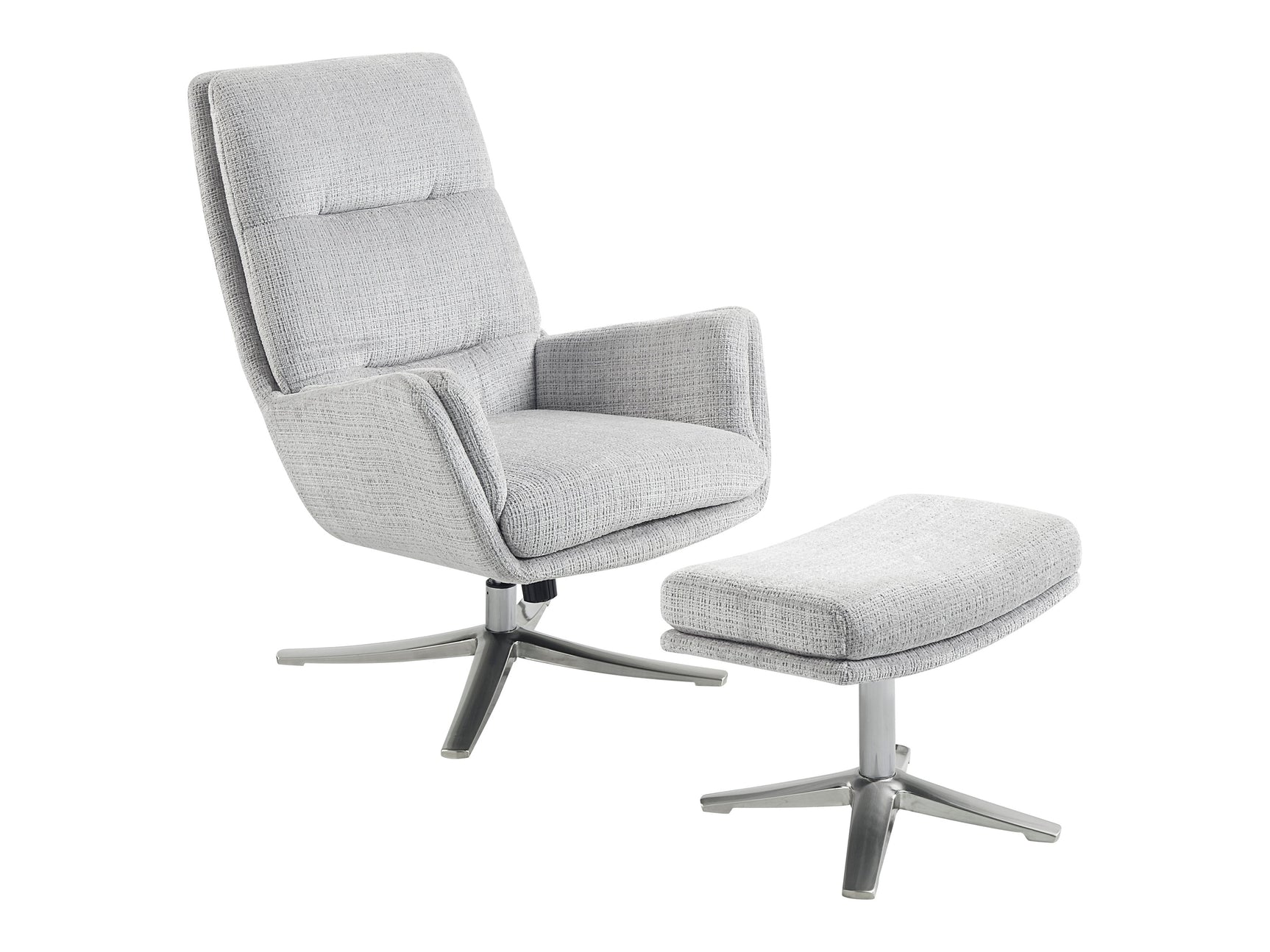 Parker Gray Swivel Chair w/ Ottoman - Ornate Home