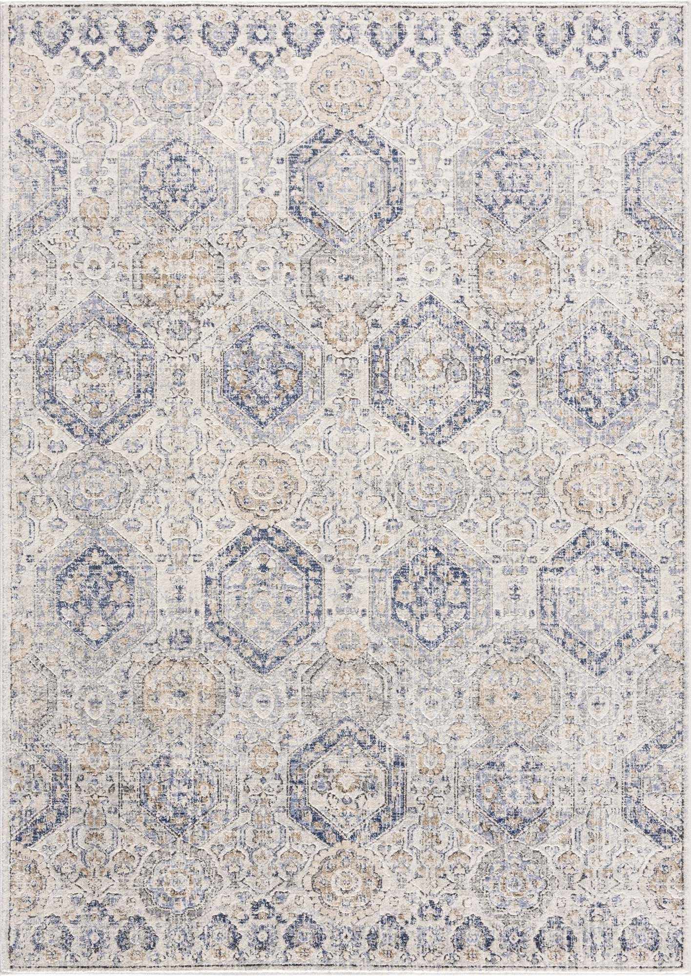 Parkerfield Cream & Blue Area Rug - Ornate Home