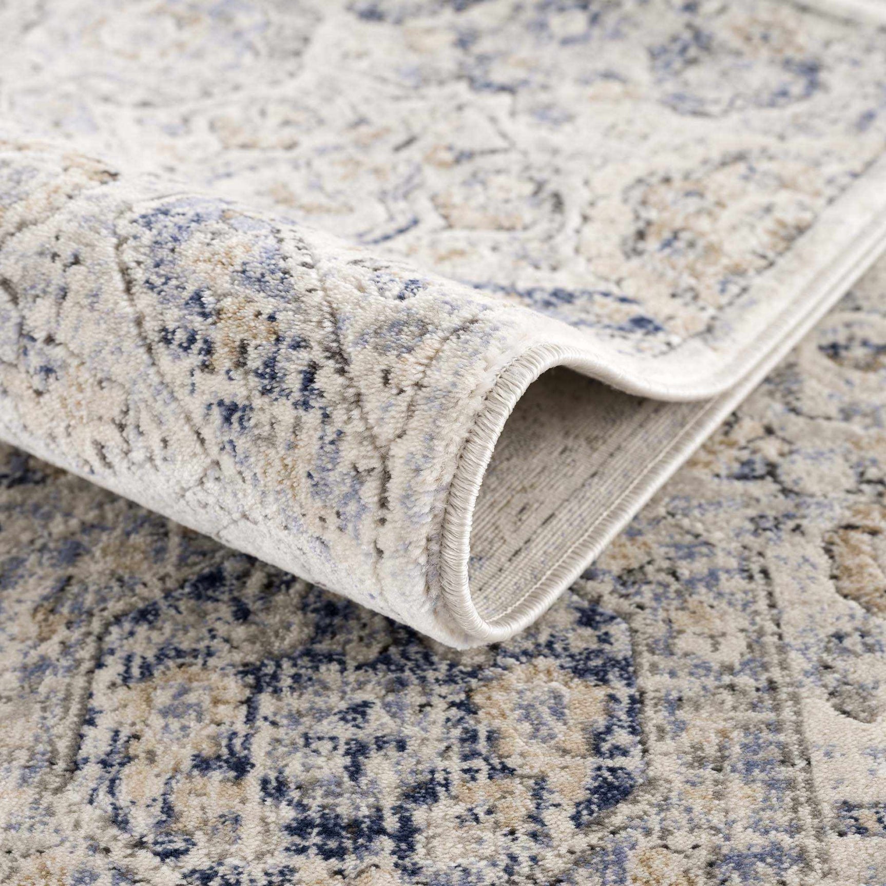 Parkerfield Cream & Blue Area Rug - Ornate Home