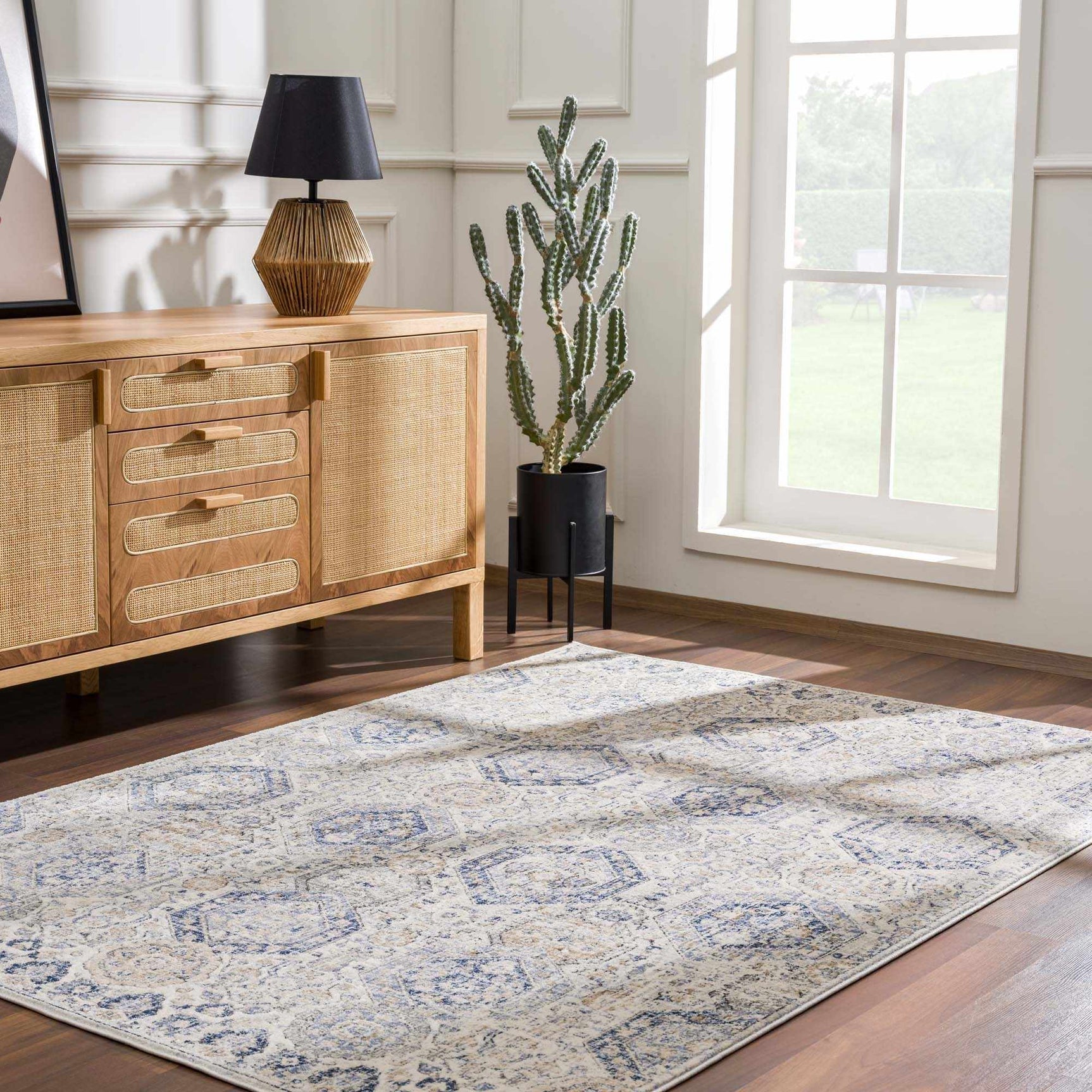 Parkerfield Cream & Blue Area Rug - Ornate Home