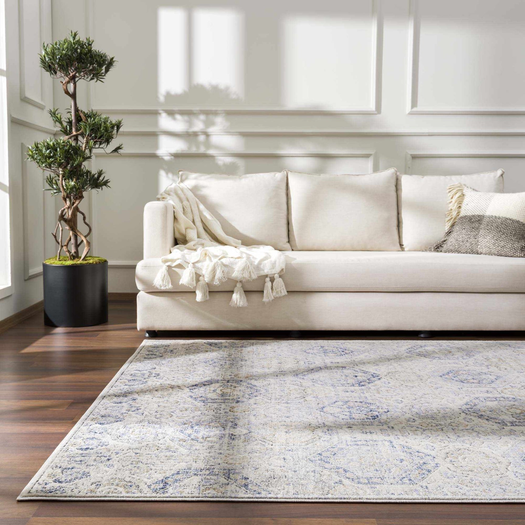 Parkerfield Cream & Blue Area Rug - Ornate Home