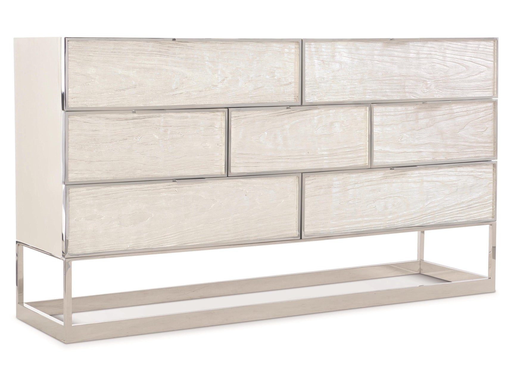 Parkhurst High Sheen White/Silver Leaf Dresser - Ornate Home