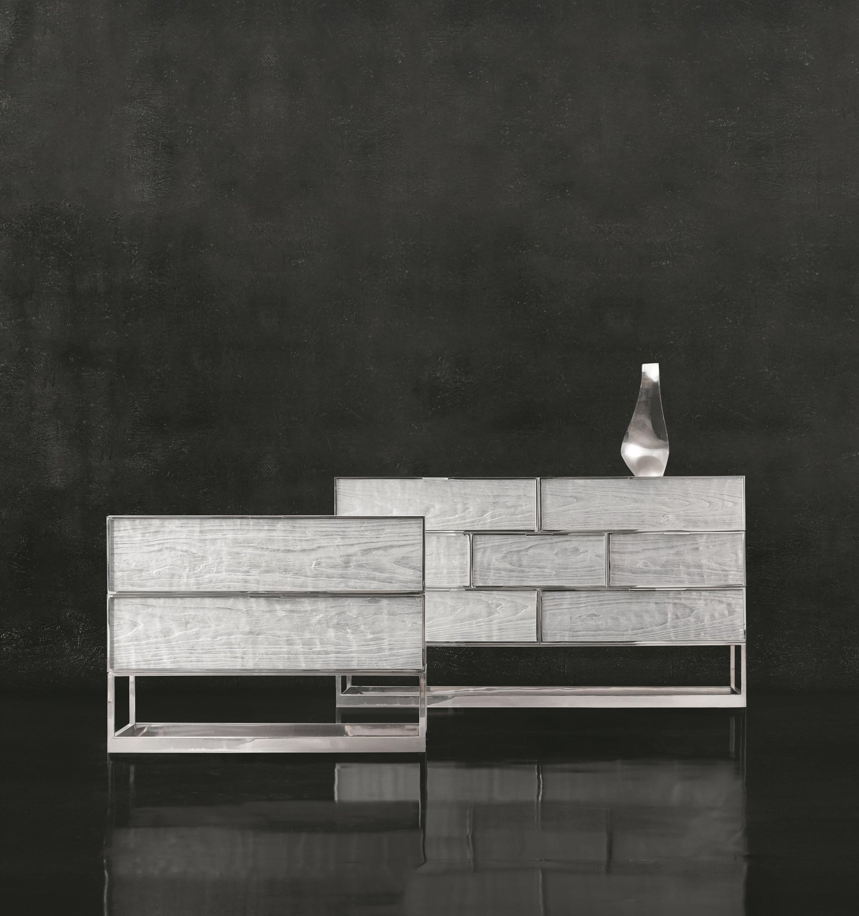 Parkhurst High Sheen White/Silver Leaf Dresser - Ornate Home