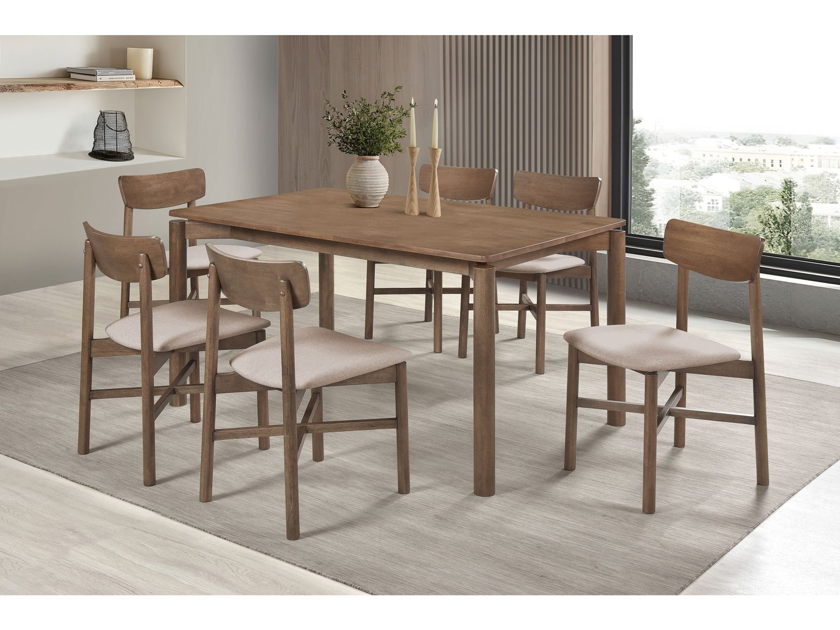 Parkridge Natural Walnut 7-piece Dining Room Set - Ornate Home