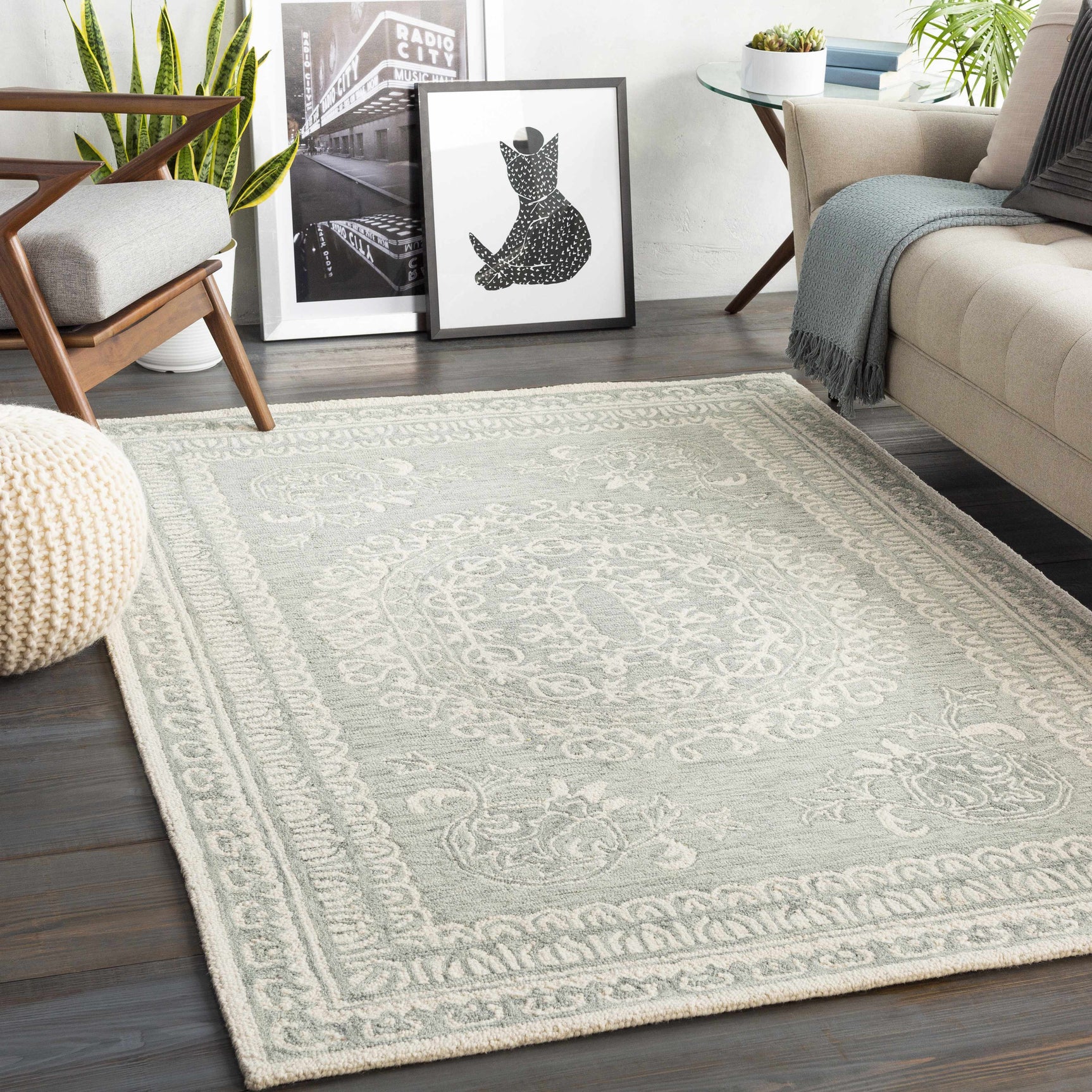 Parson Ivory/Sage Wool Area Rug - Ornate Home