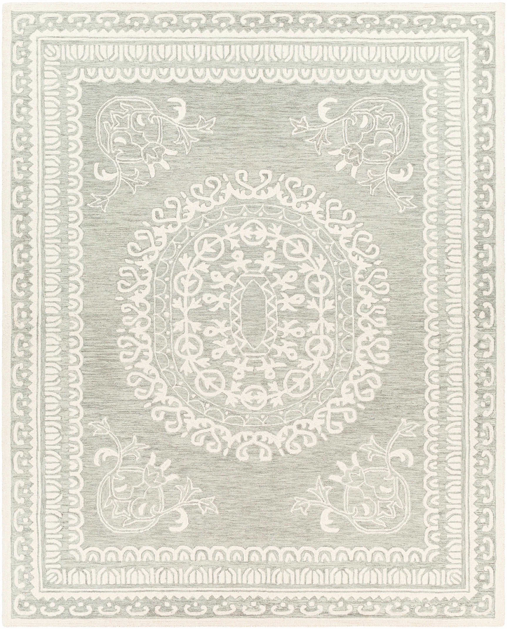 Parson Ivory/Sage Wool Area Rug - Ornate Home