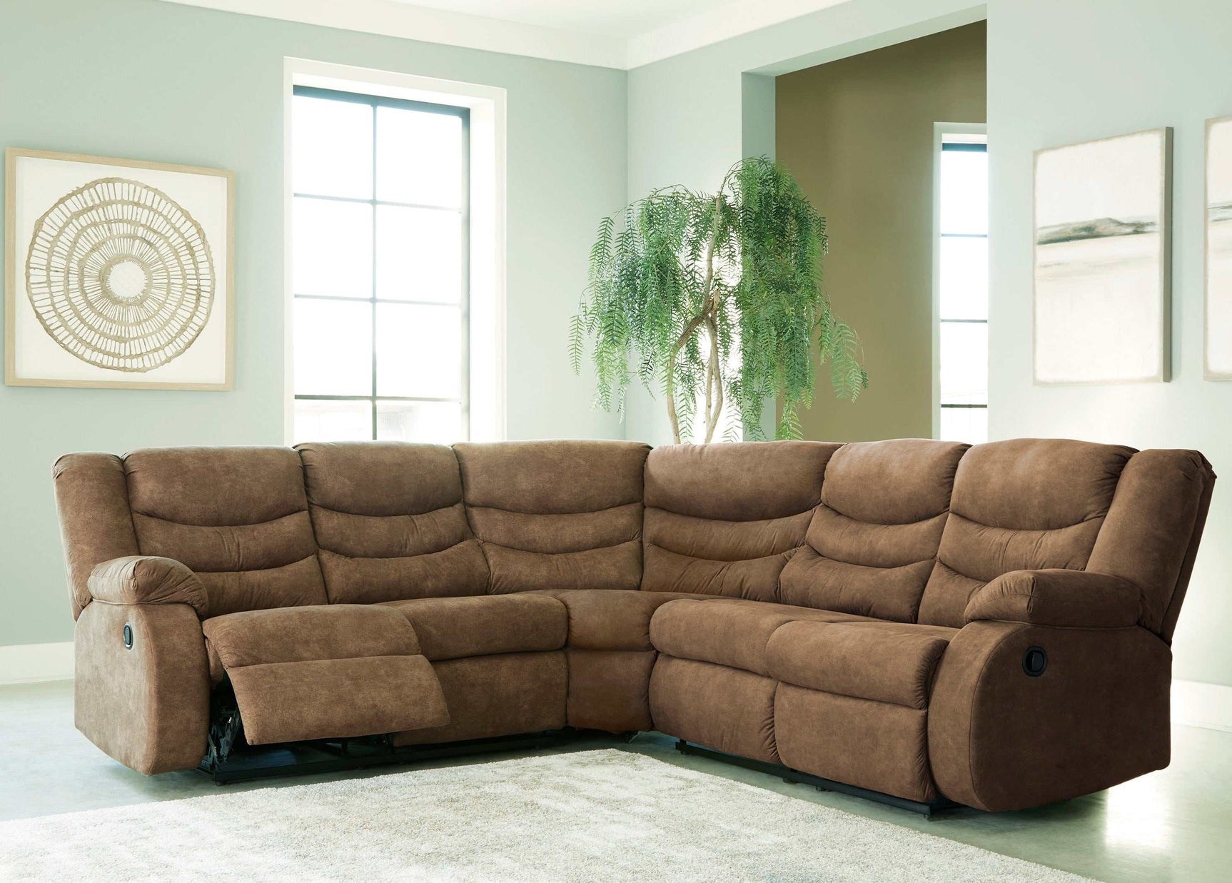 Partymate Brindle Manual Reclining Sectional Living Room Set - Ornate Home