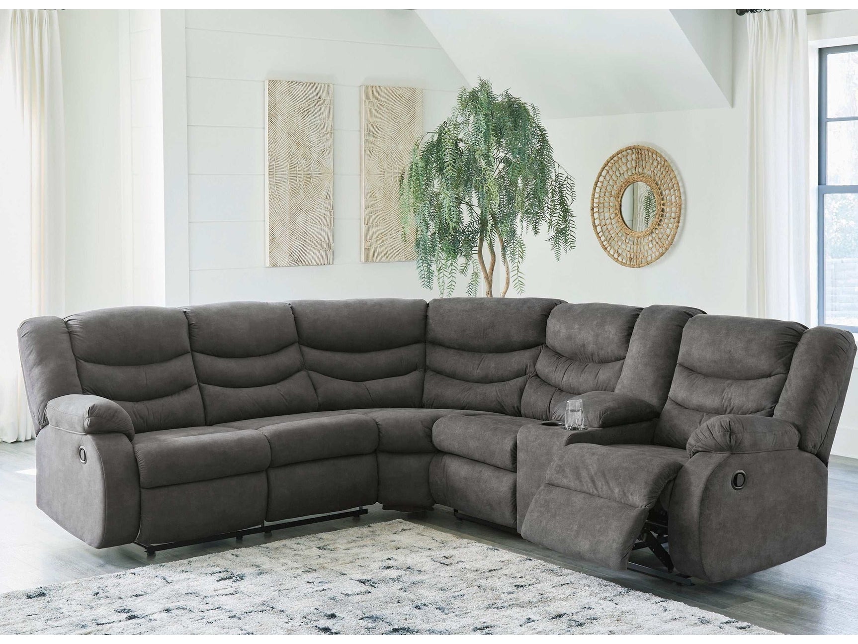 Partymate Slate Manual Reclining Sectional Living Room Set - Ornate Home