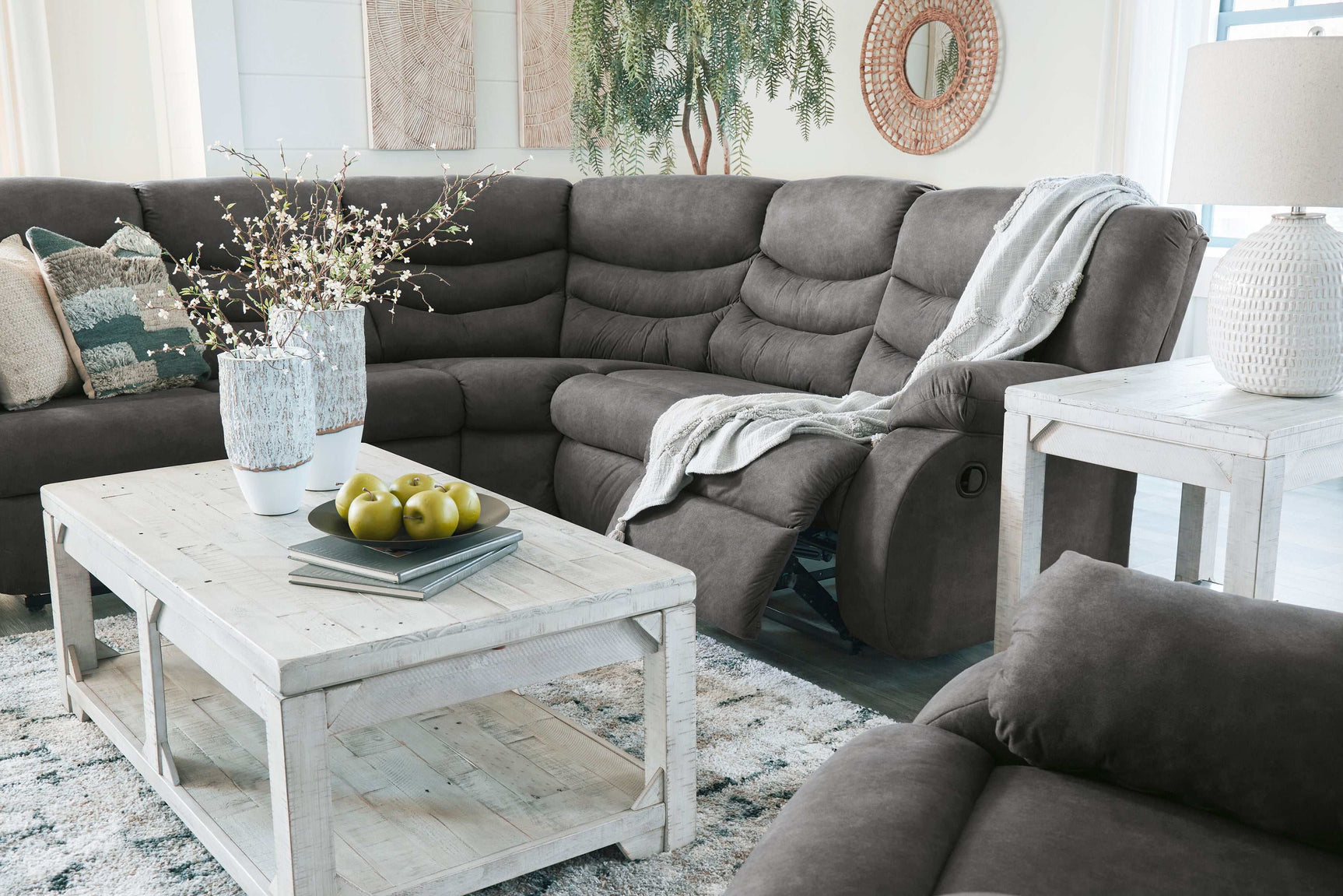 Partymate Slate Manual Reclining Sectional Living Room Set - Ornate Home