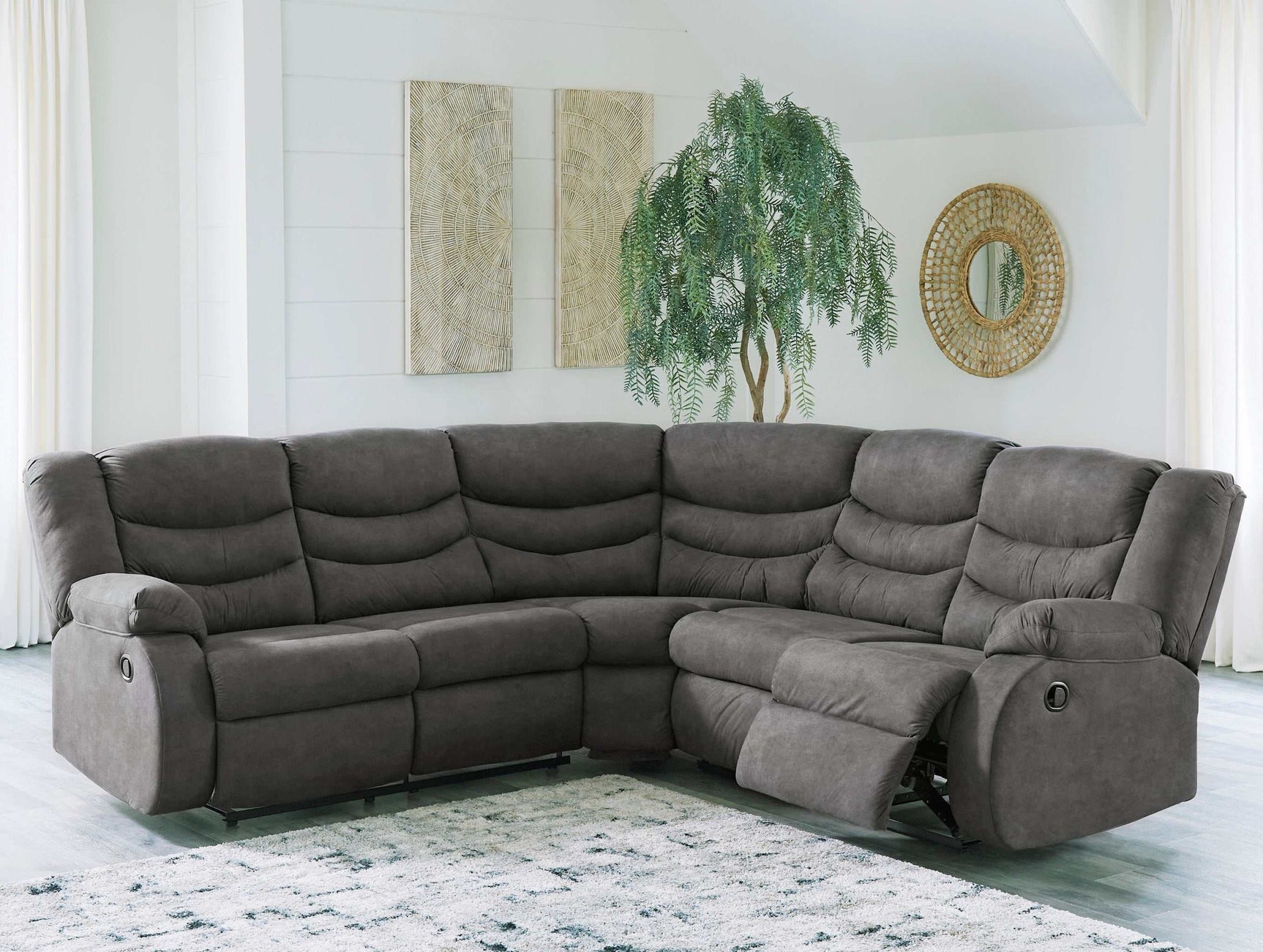 Partymate Slate Manual Reclining Sectional Living Room Set - Ornate Home