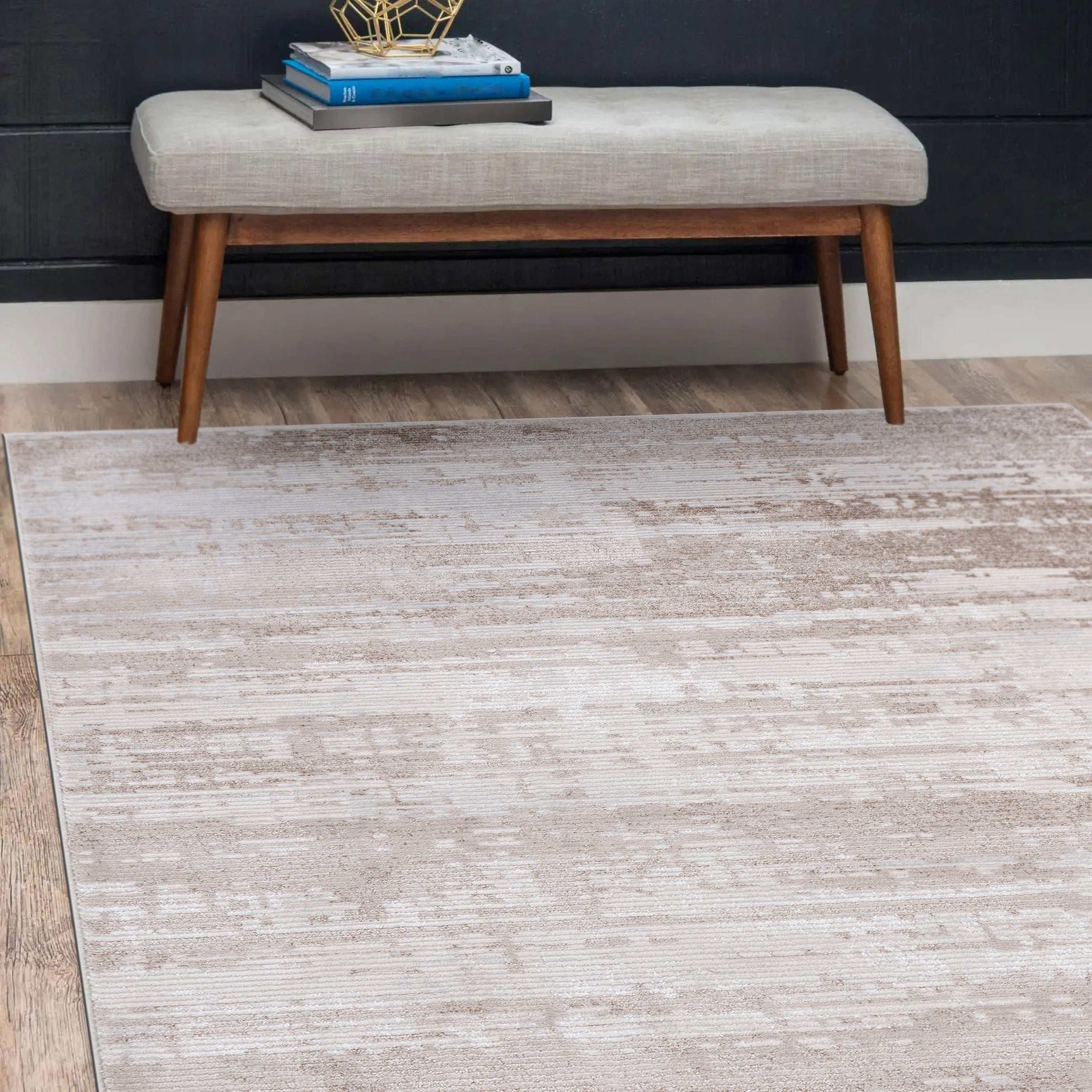 Pastoral Beige/White Woven Non-Slip Indoor Area Rug - Ornate Home