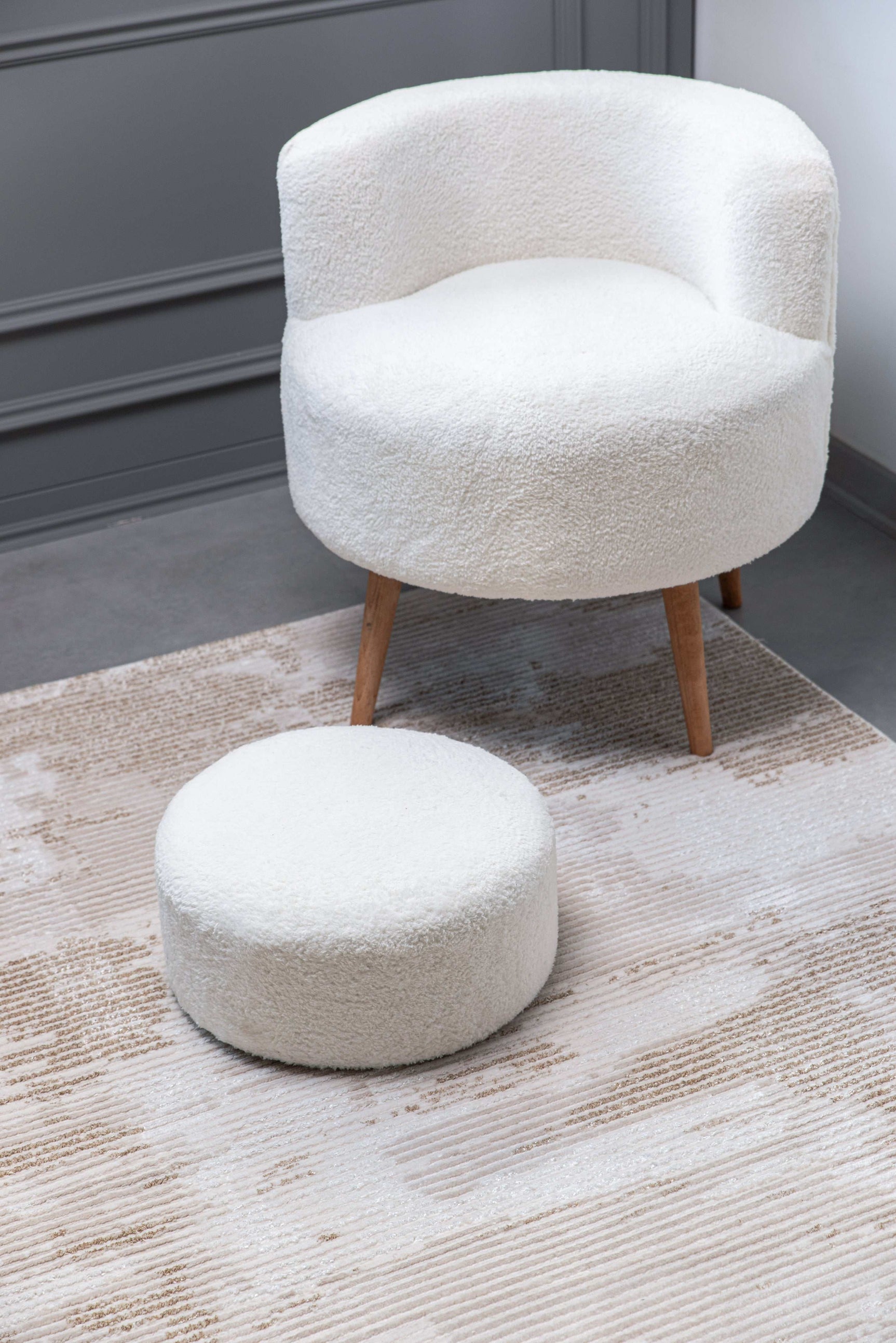 Pastoral Beige/White Woven Non-Slip Indoor Area Rug - Ornate Home