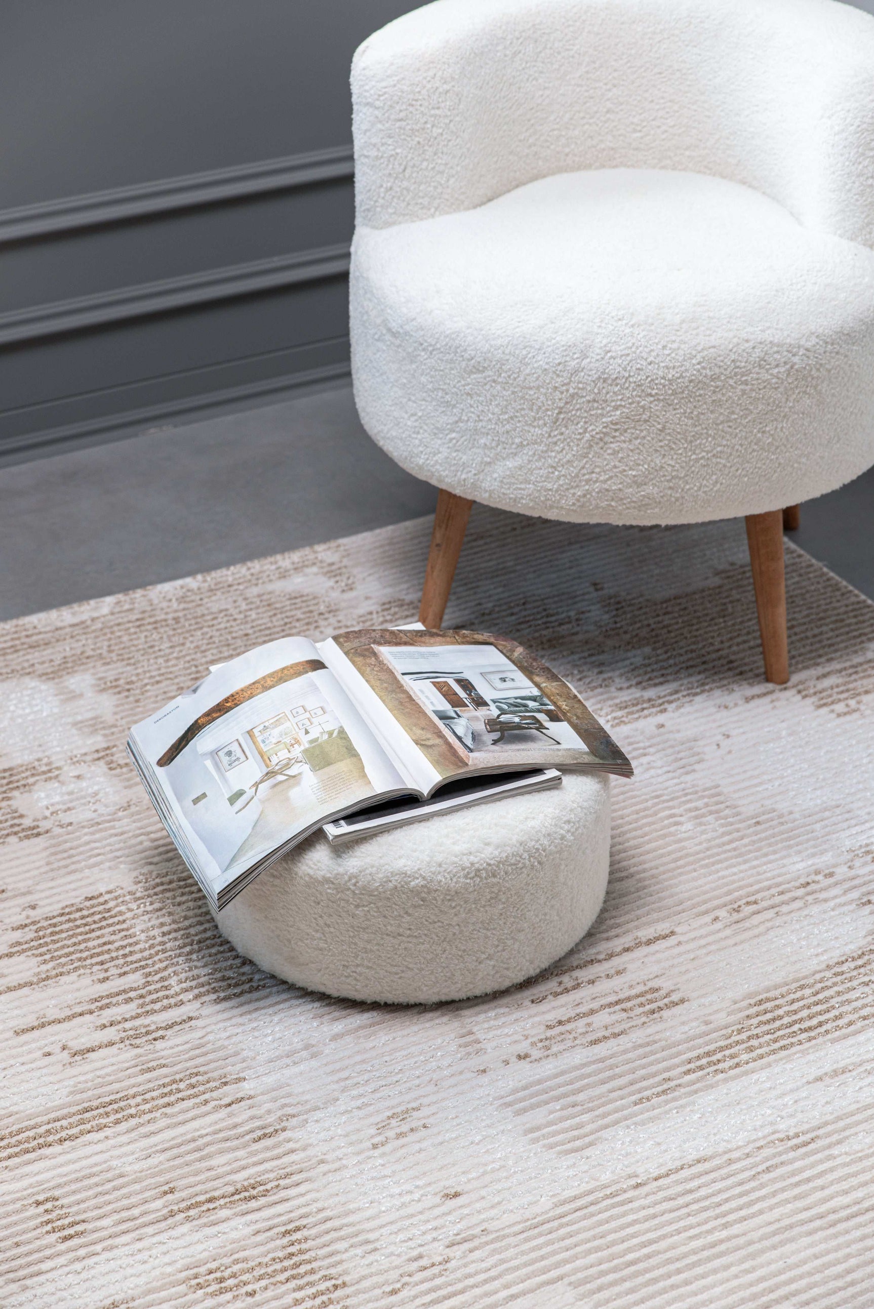 Pastoral Beige/White Woven Non-Slip Indoor Area Rug - Ornate Home