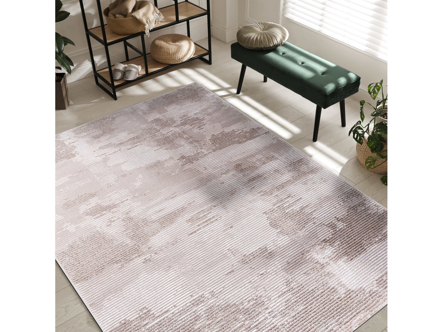 Pastoral Beige/White Woven Non-Slip Indoor Area Rug - Ornate Home