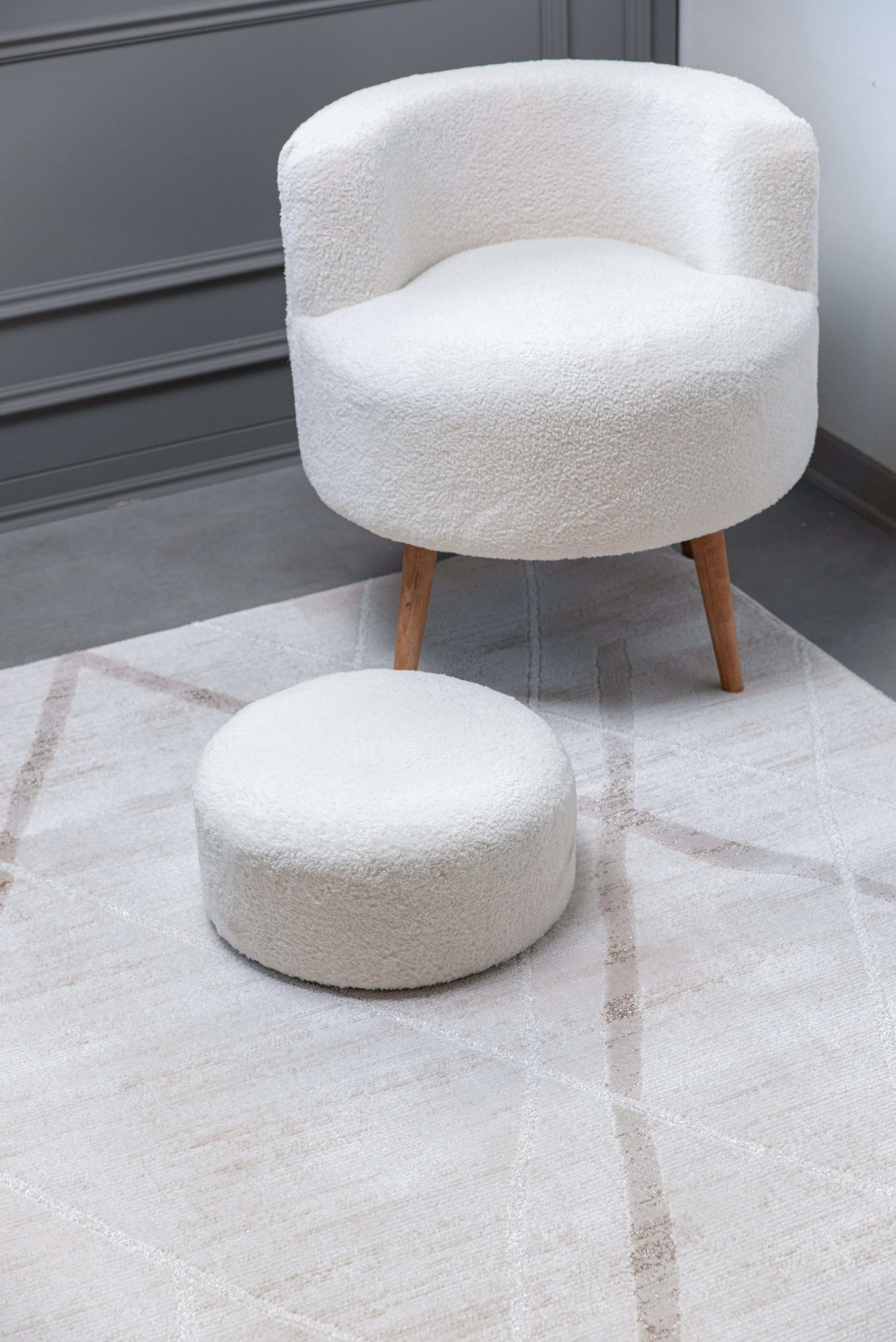 Pastoral Beige/White Woven Non-Slip Indoor Geometric Pattern Area Rug - Ornate Home