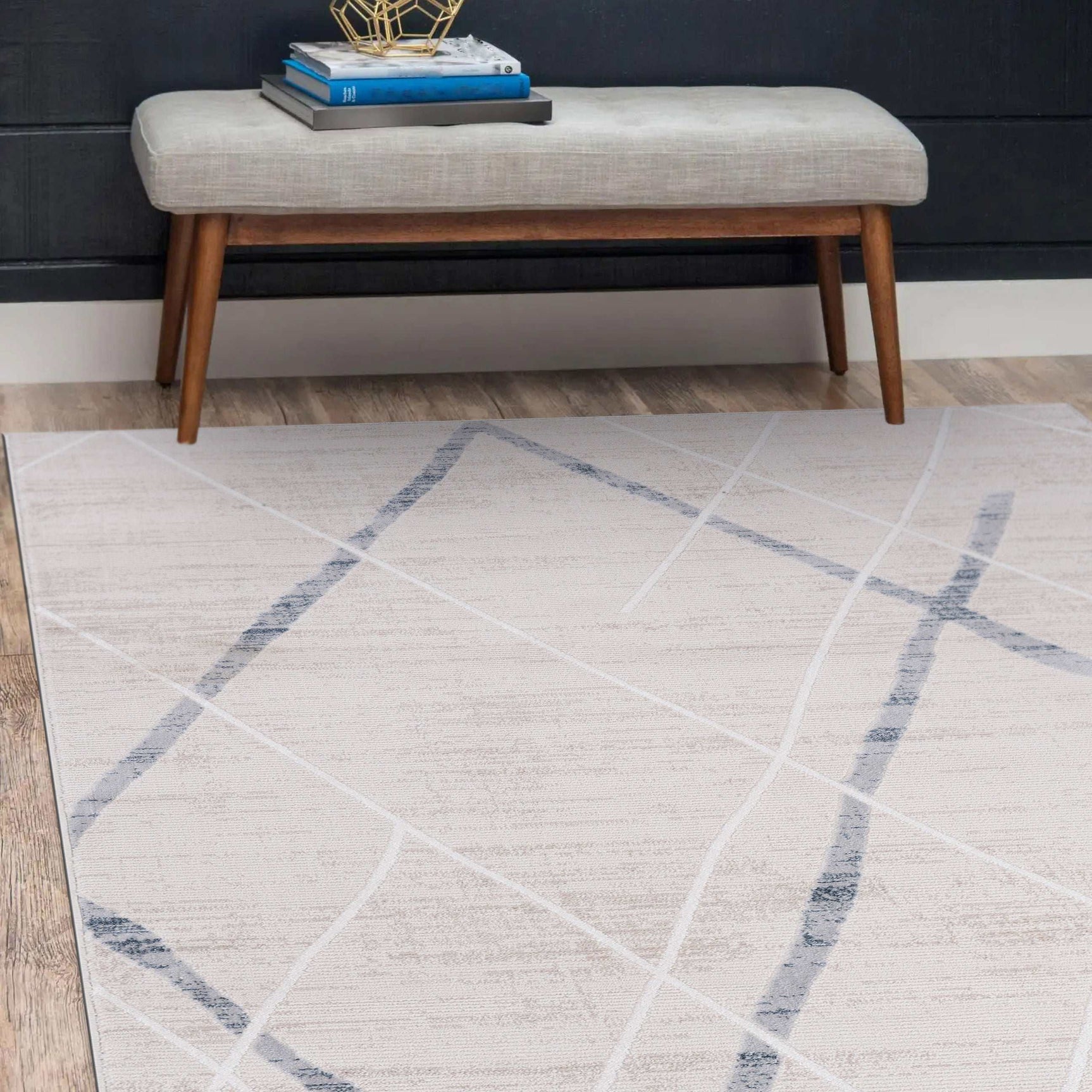 Pastoral Blue/Beige Woven Non-Slip Indoor Area Rug - Ornate Home