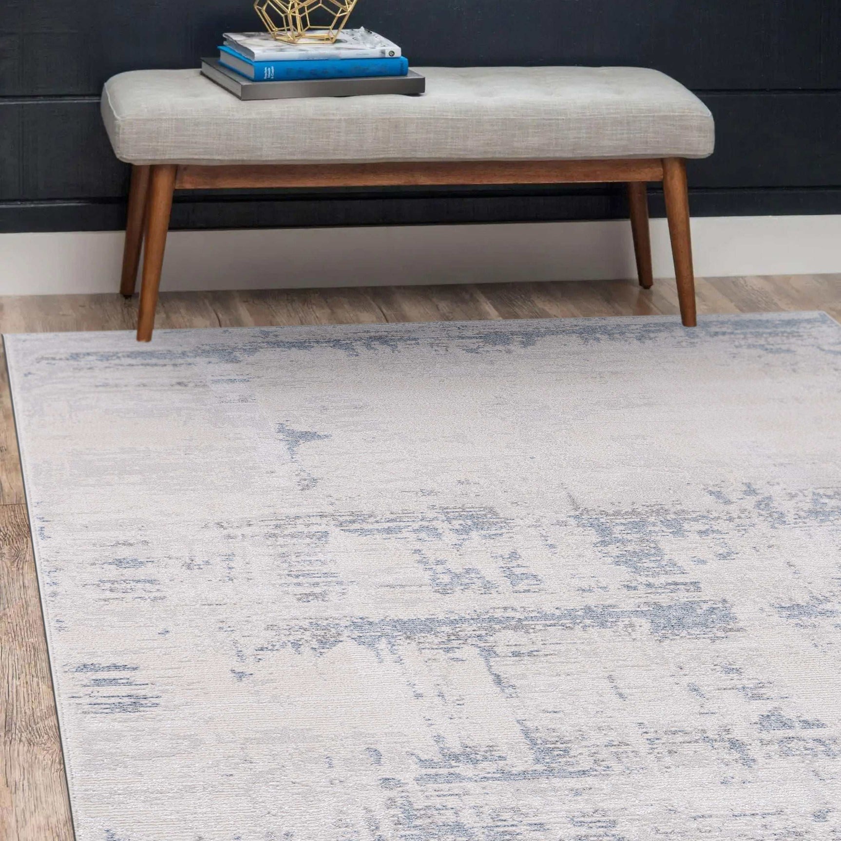 Pastoral Blue/Gray Woven Non-Slip Indoor Area Rug - Ornate Home