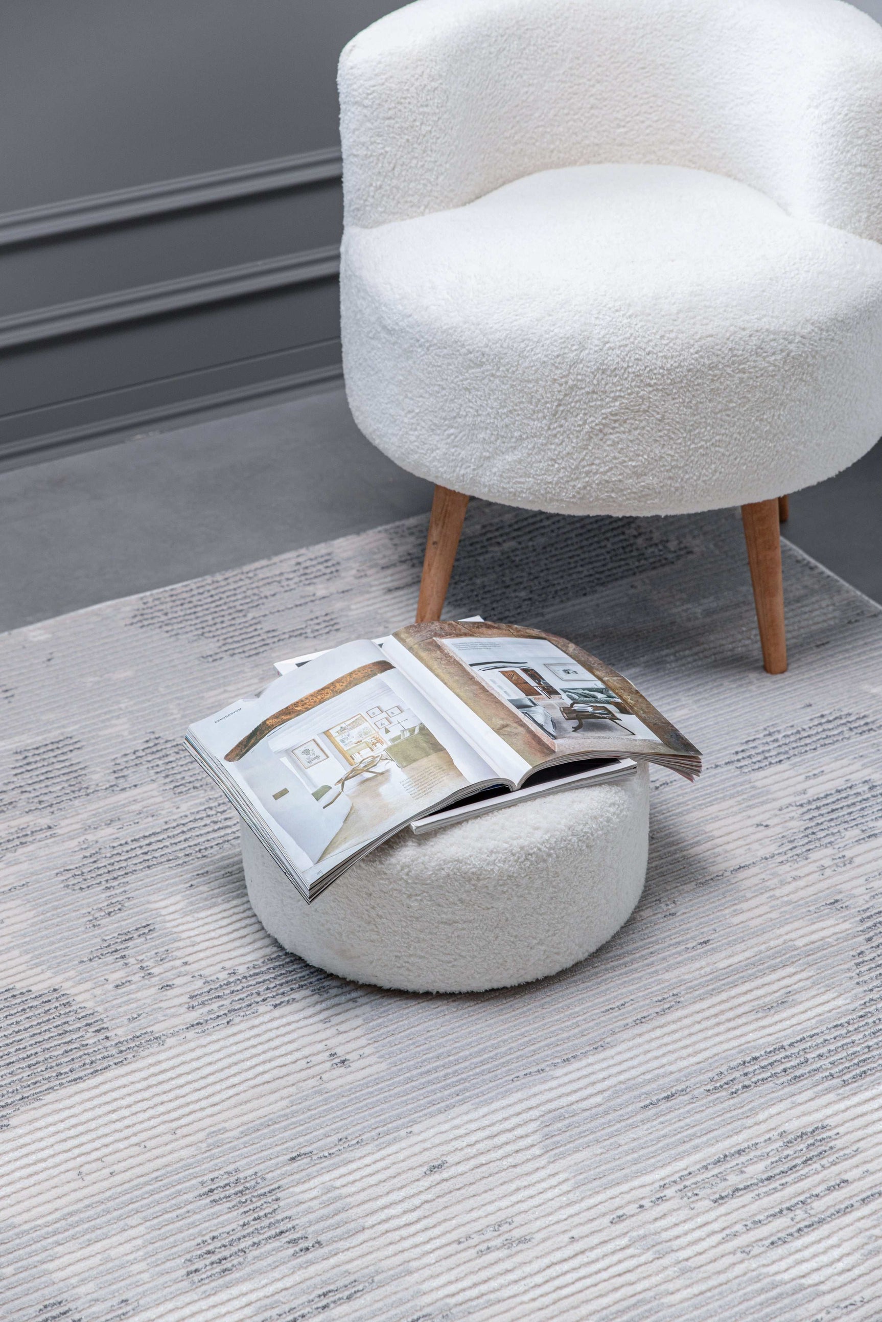 Pastoral Gray/White Woven Non-Slip Indoor Area Rug - Ornate Home