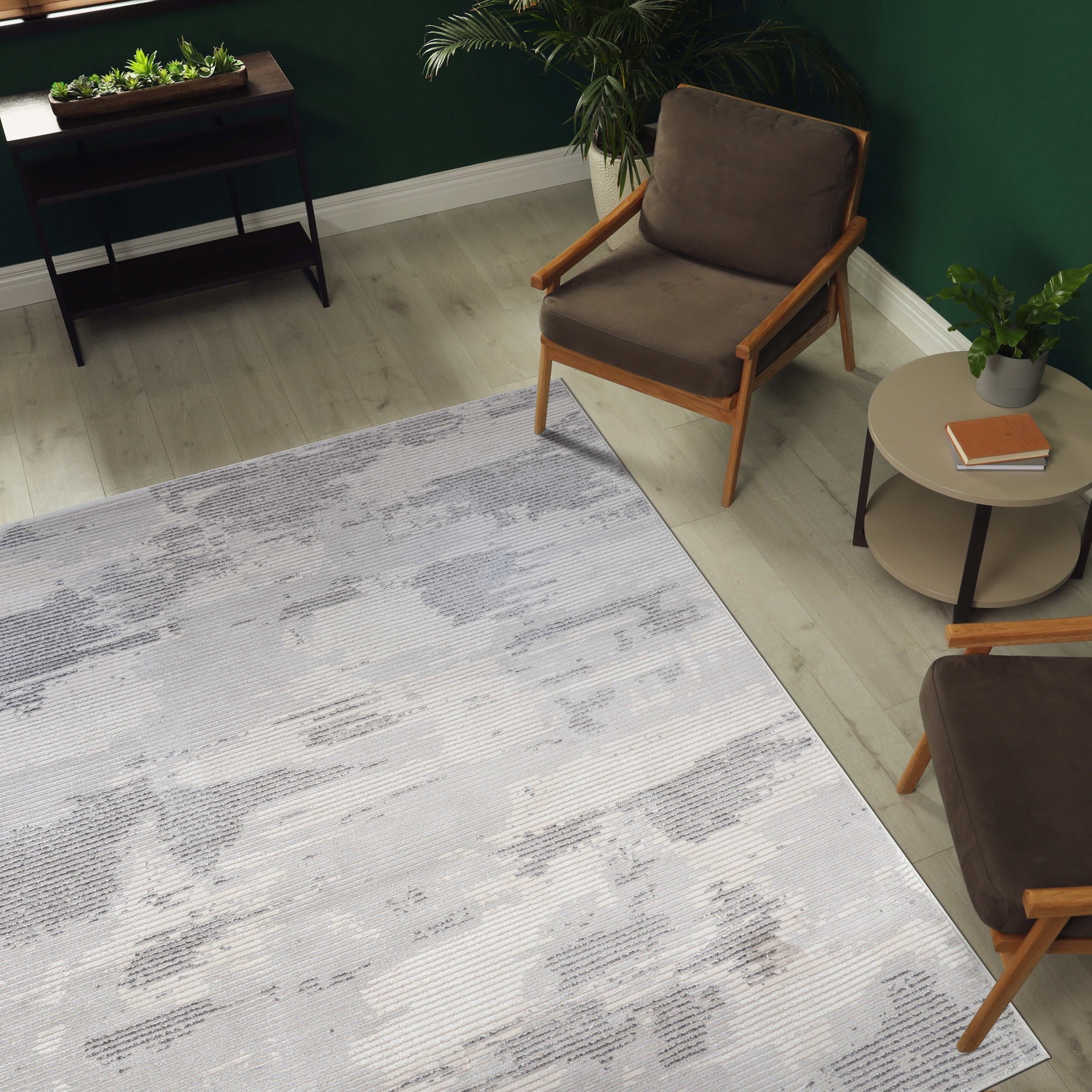 Pastoral Gray/White Woven Non-Slip Indoor Area Rug - Ornate Home