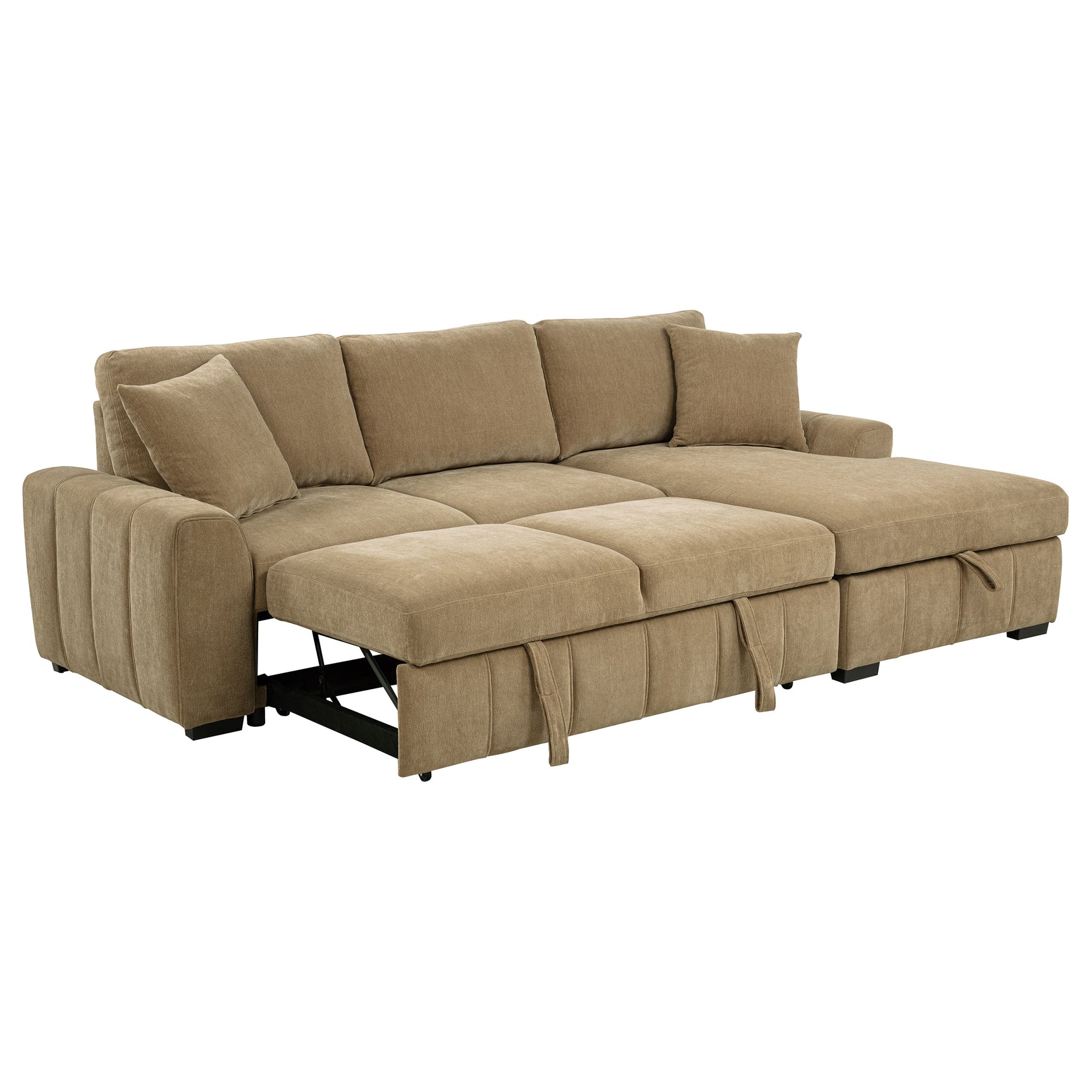 Pastrana Camel Upholstered Sleeper Sectional Sofa RAF Chaise - Ornate Home