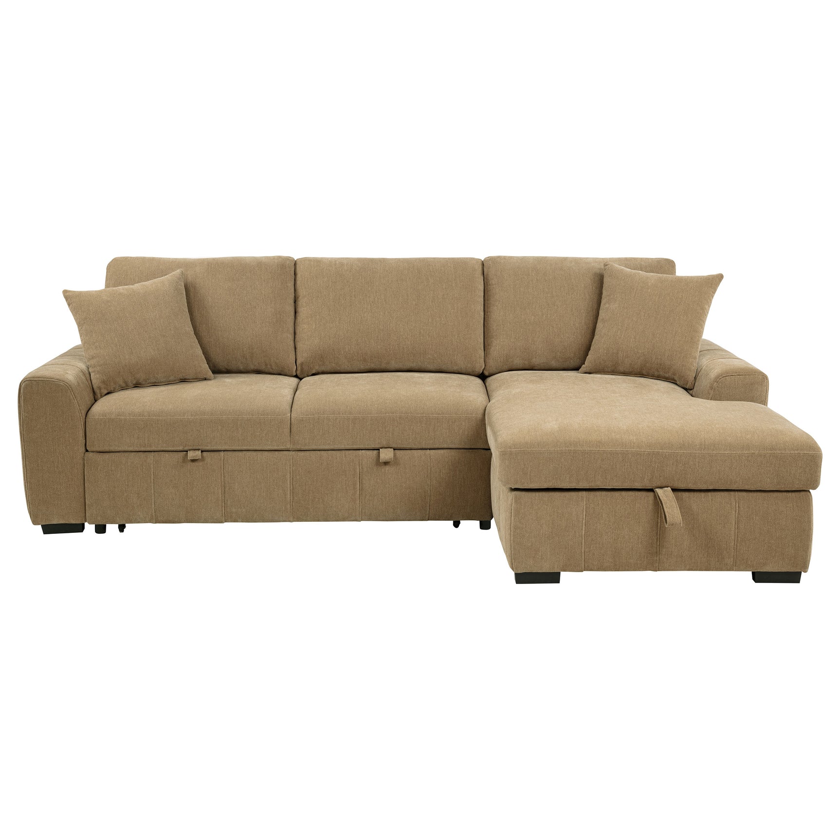 Pastrana Camel Upholstered Sleeper Sectional Sofa RAF Chaise - Ornate Home