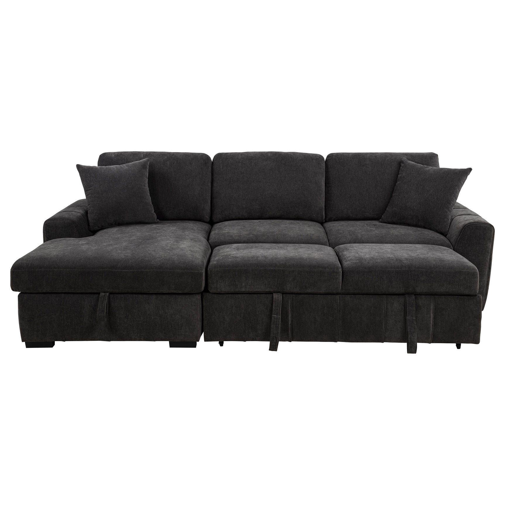 Pastrana Charcoal Grey Upholstered Sleeper Sectional Sofa LAF Chaise - Ornate Home