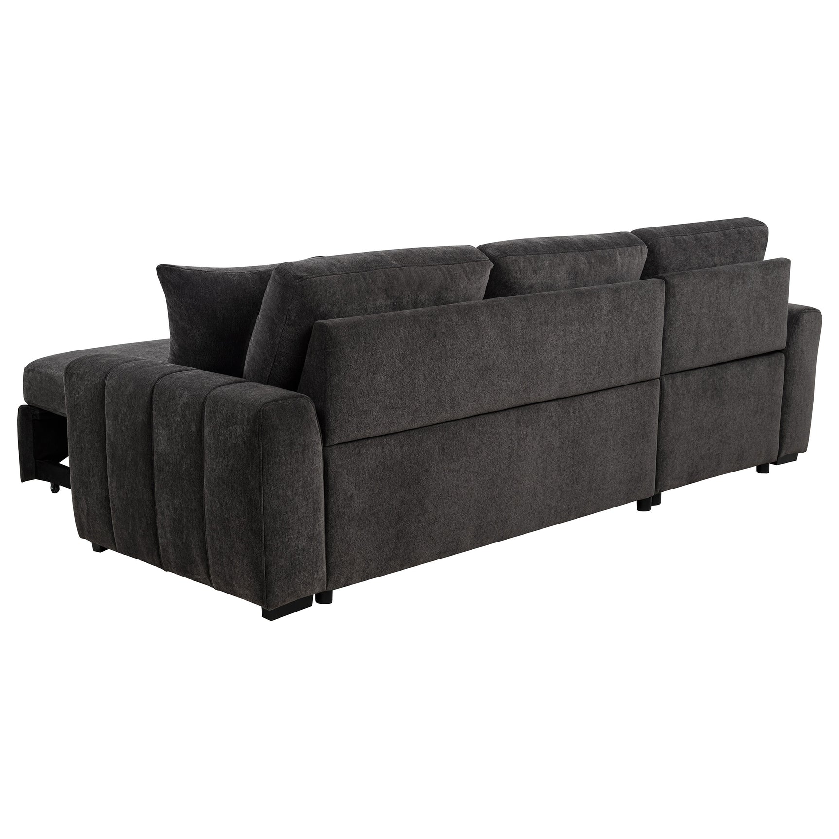 Pastrana Charcoal Grey Upholstered Sleeper Sectional Sofa LAF Chaise - Ornate Home