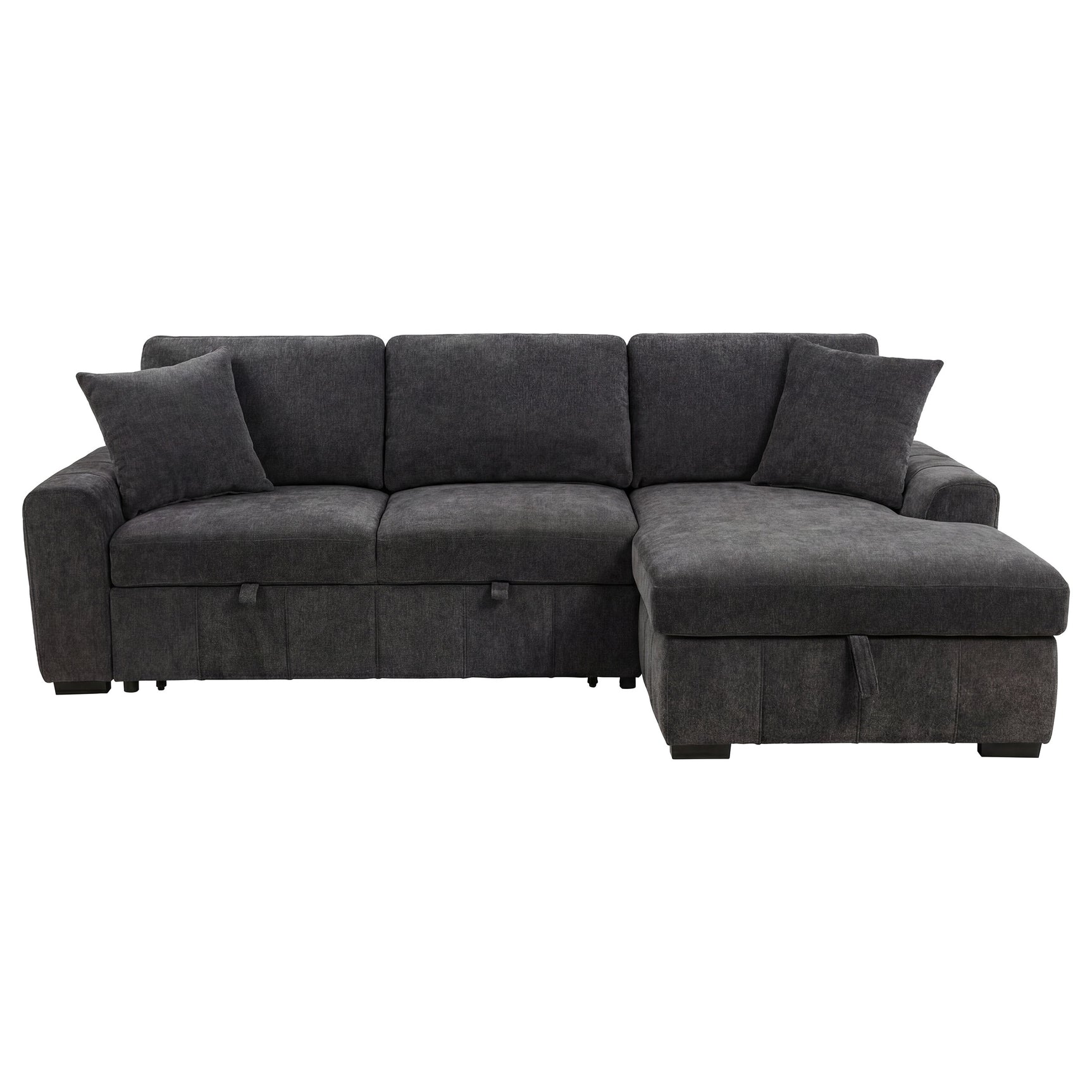 Pastrana Charcoal Grey Upholstered Sleeper Sectional Sofa RAF Chaise - Ornate Home