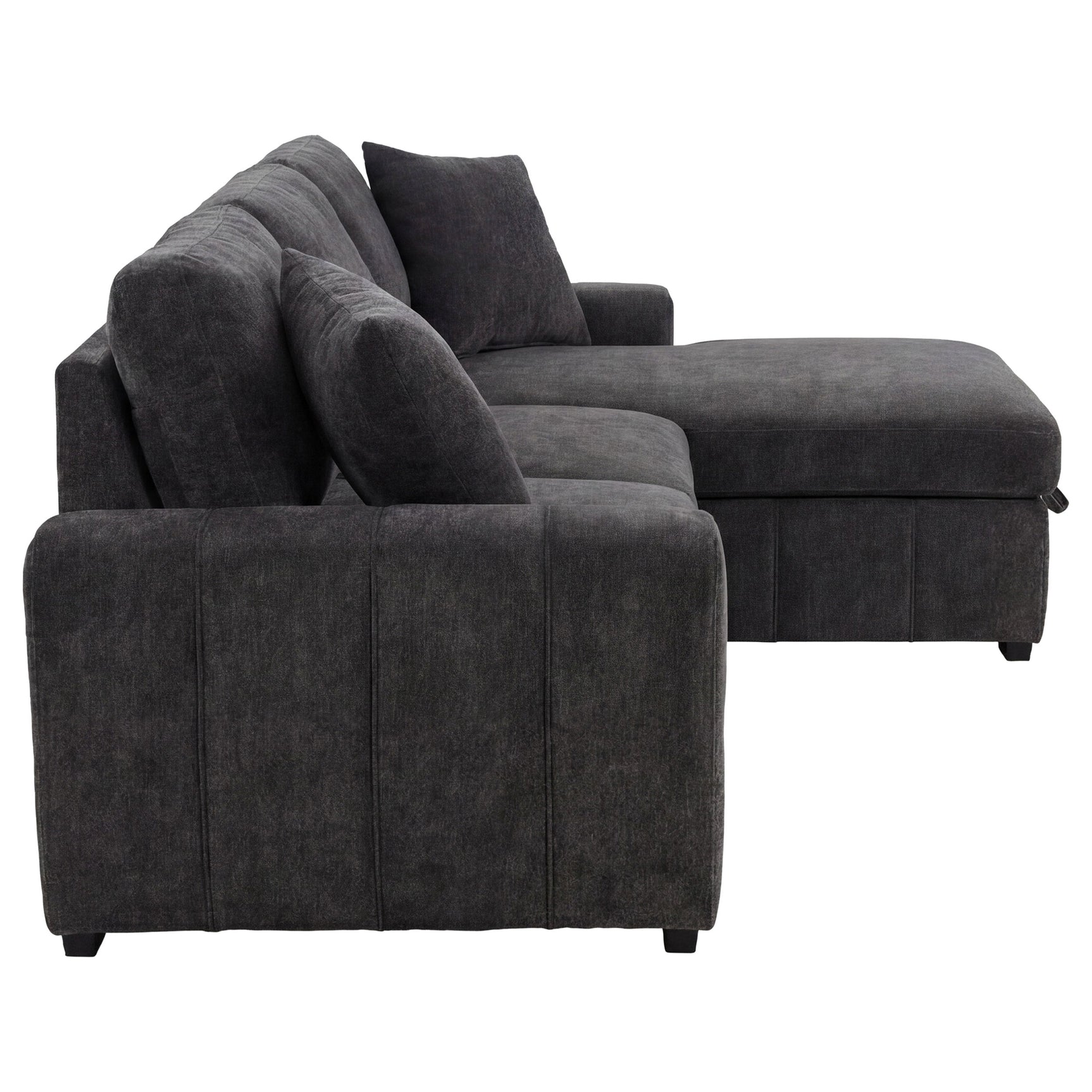 Pastrana Charcoal Grey Upholstered Sleeper Sectional Sofa RAF Chaise - Ornate Home