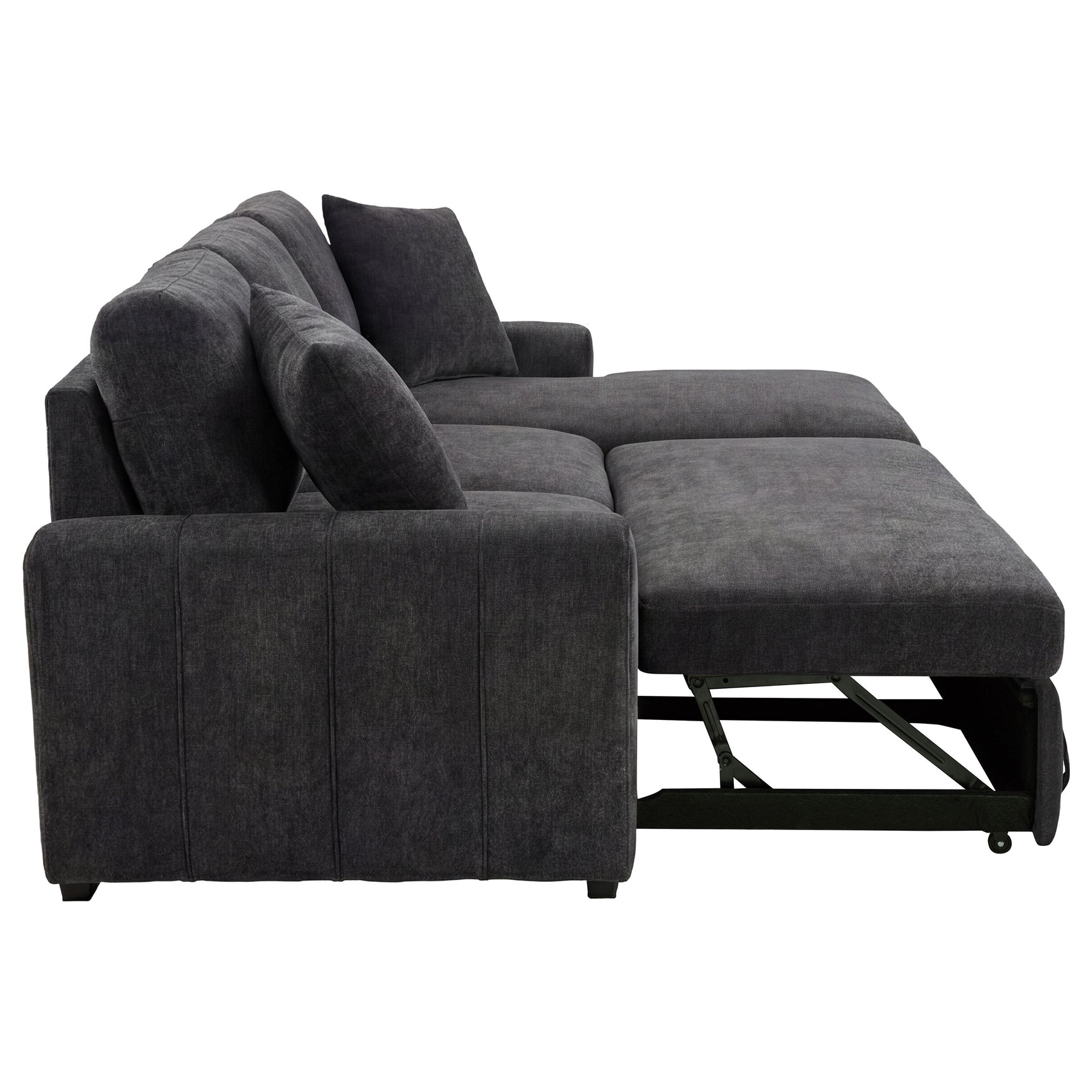 Pastrana Charcoal Grey Upholstered Sleeper Sectional Sofa RAF Chaise - Ornate Home