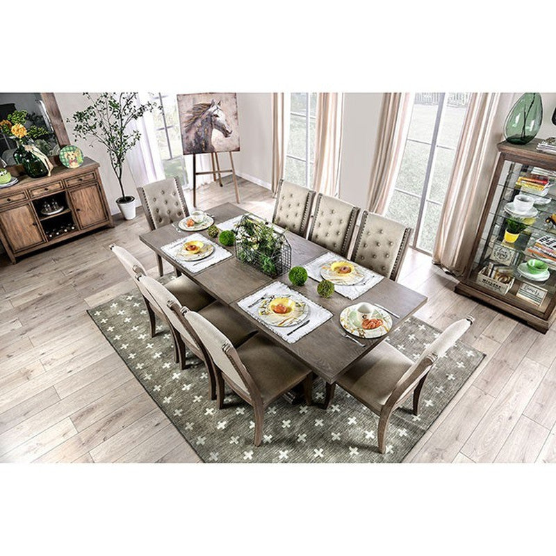 Patience Rustic Natural Tone/Beige 7 Pc Dining Table Set - Ornate Home