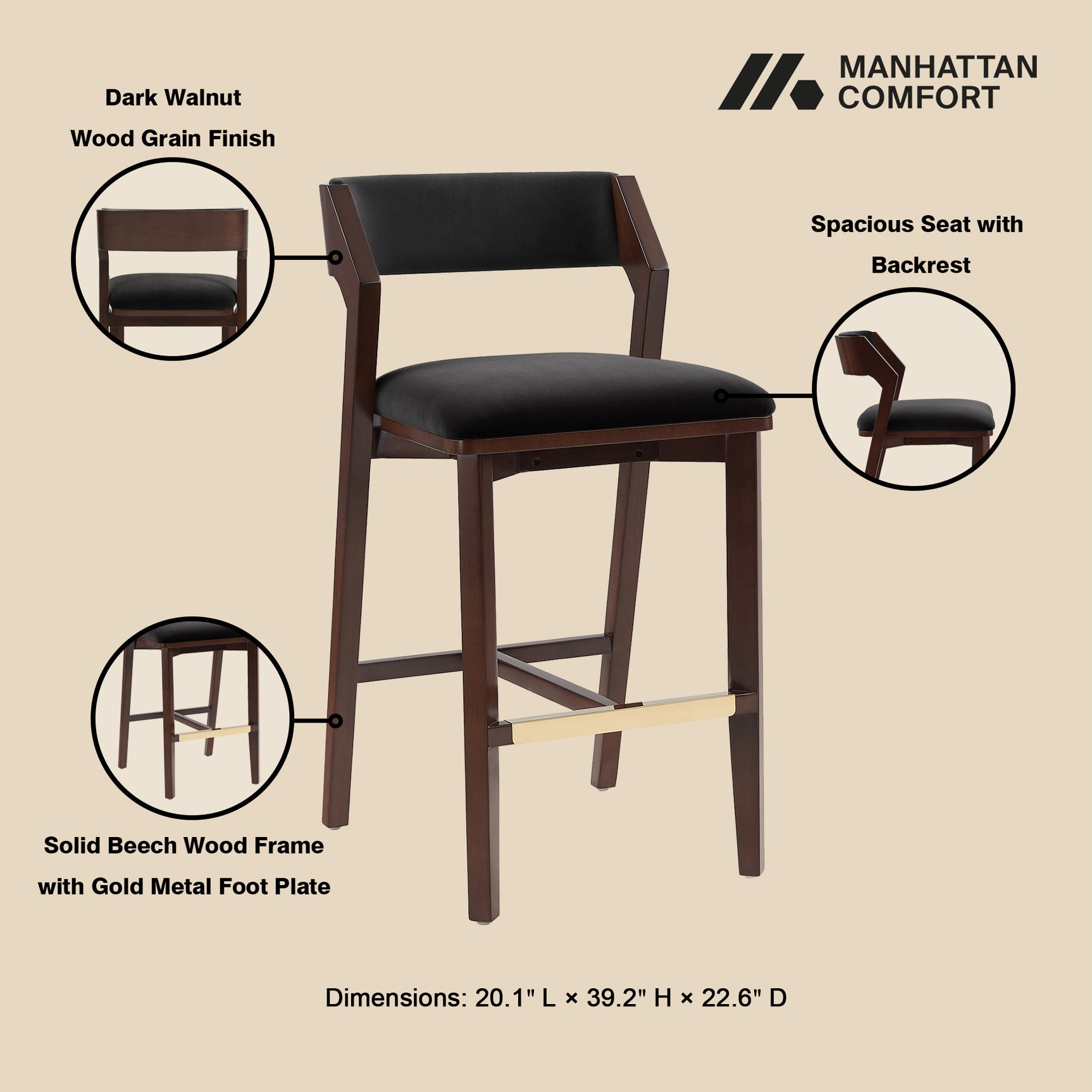 Patricia Barstool in Black - Ornate Home