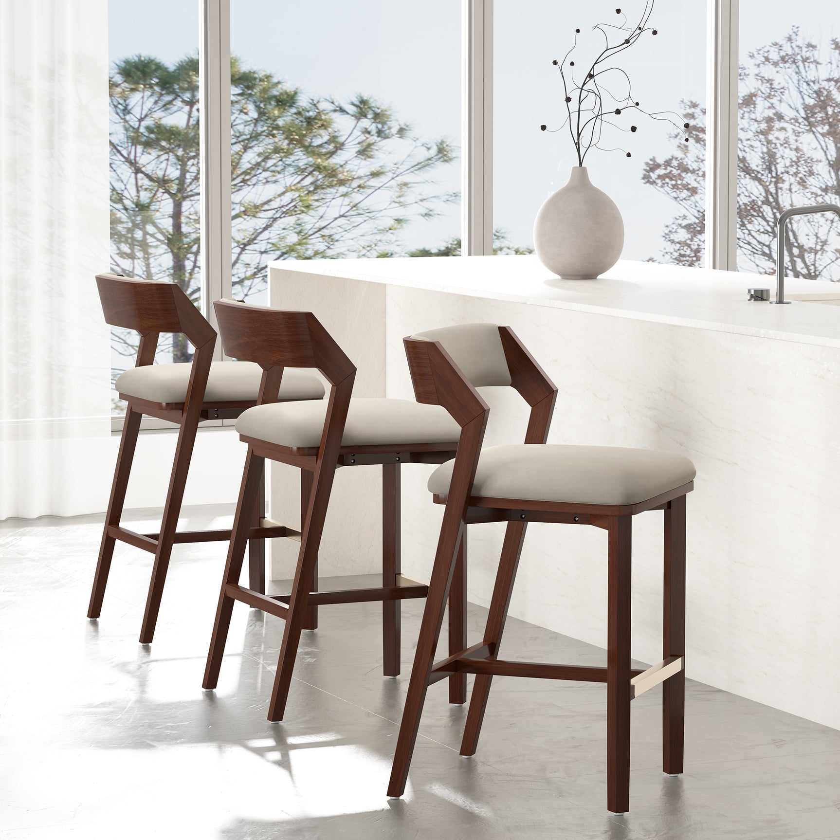 Patricia Barstool in Linen - Ornate Home